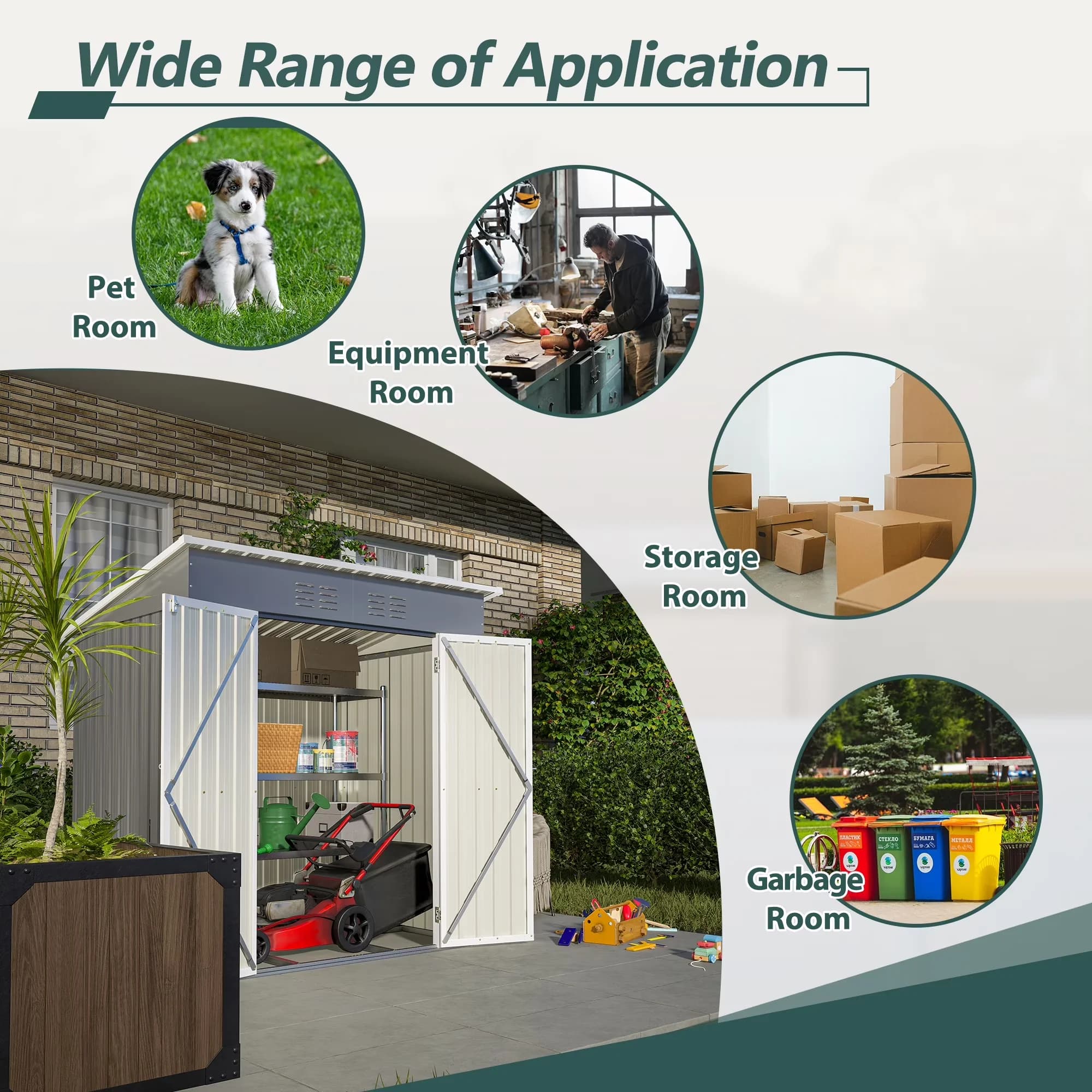 Shed Classic with Lockable Door, 6 x 4 ft Metal Sheds w/ Lockable Doors, Outdoor Storage - Metal Gray-1 for Garden Model 941EA5