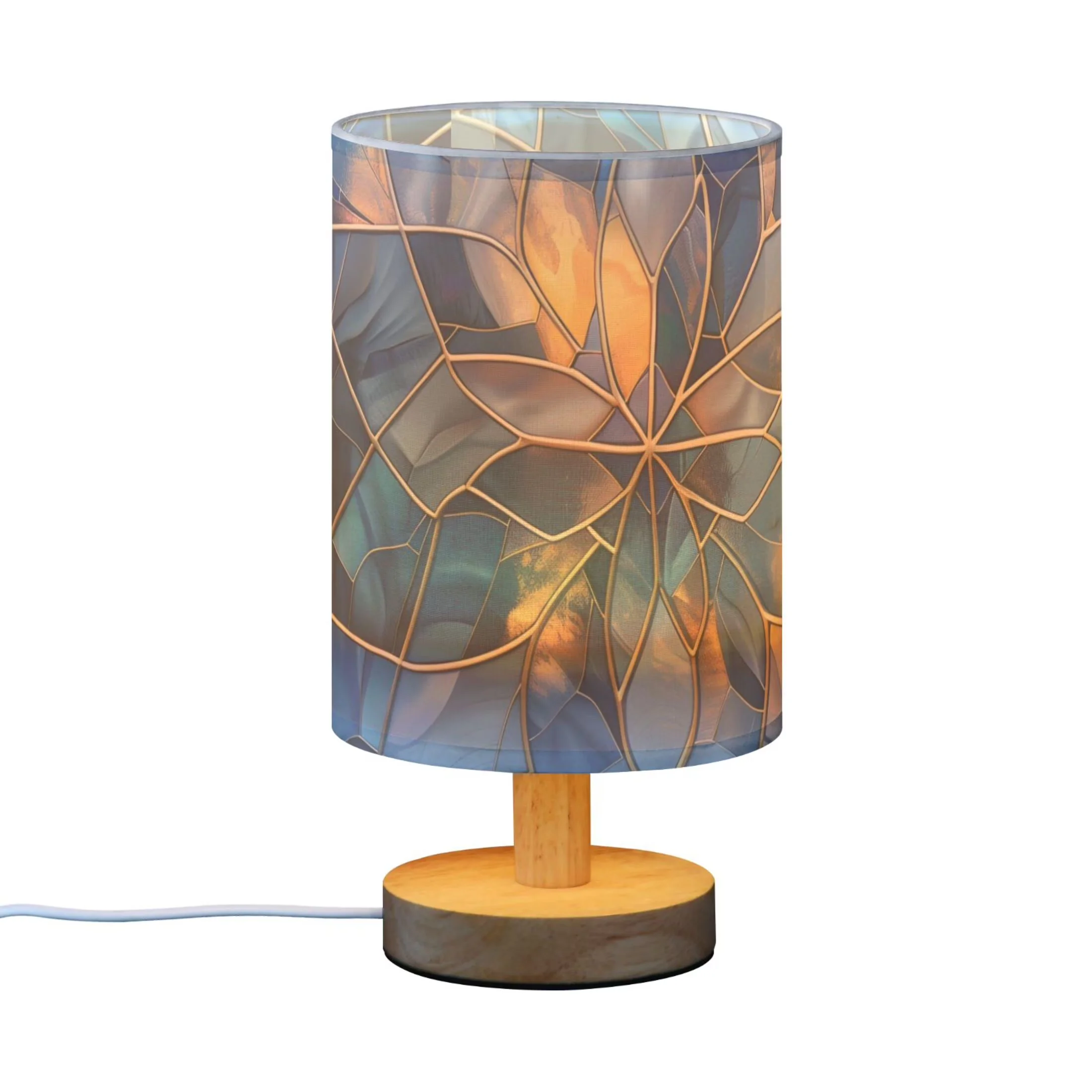 Premium Table Lamp with LED, Usb Port, Modern - Blue Wood for Kids Room, Living Room Model 986B35