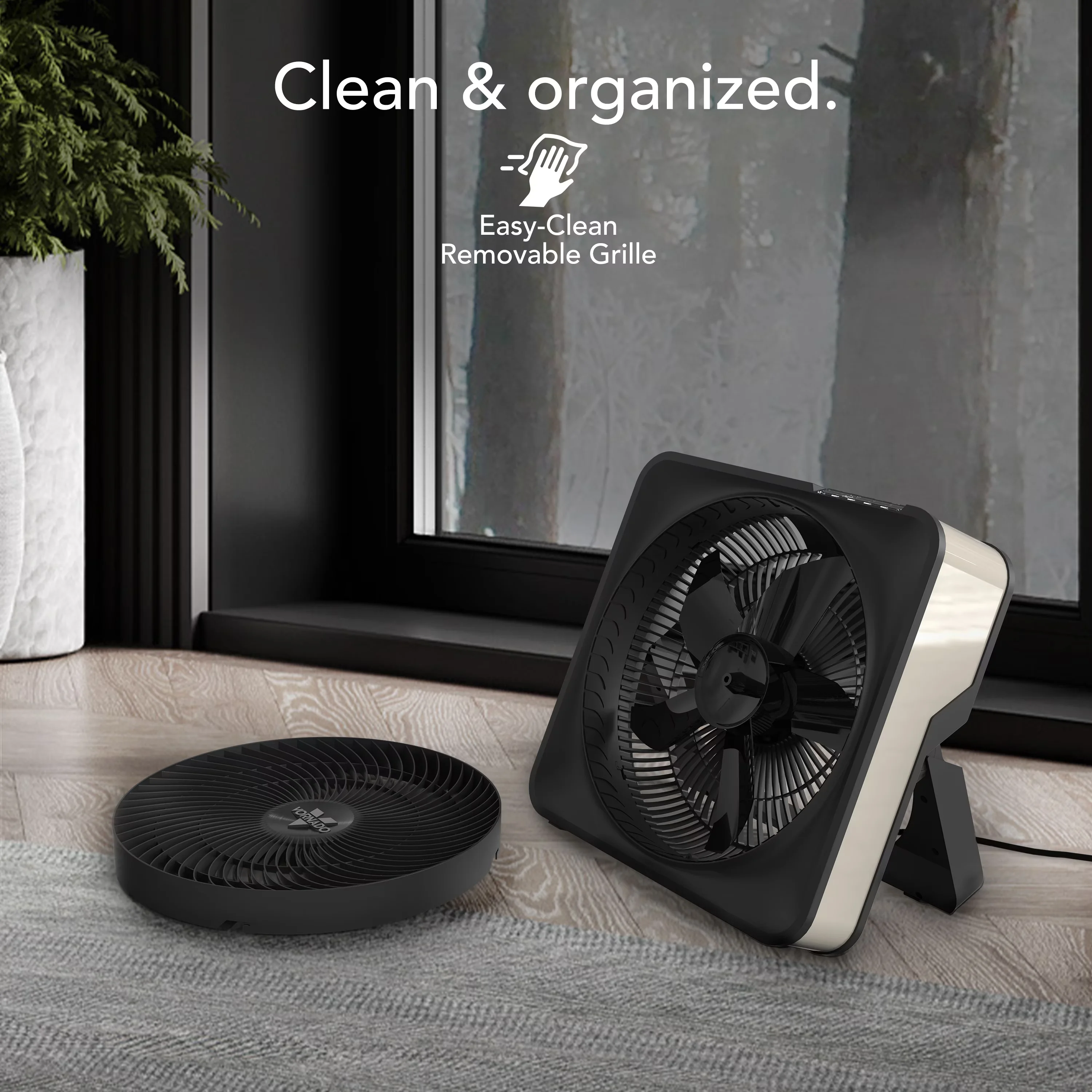 Fans In Cooling Premium with Led Display, Tilt Mechanism, Cool Gray - Gray Metal Model E5A0CE