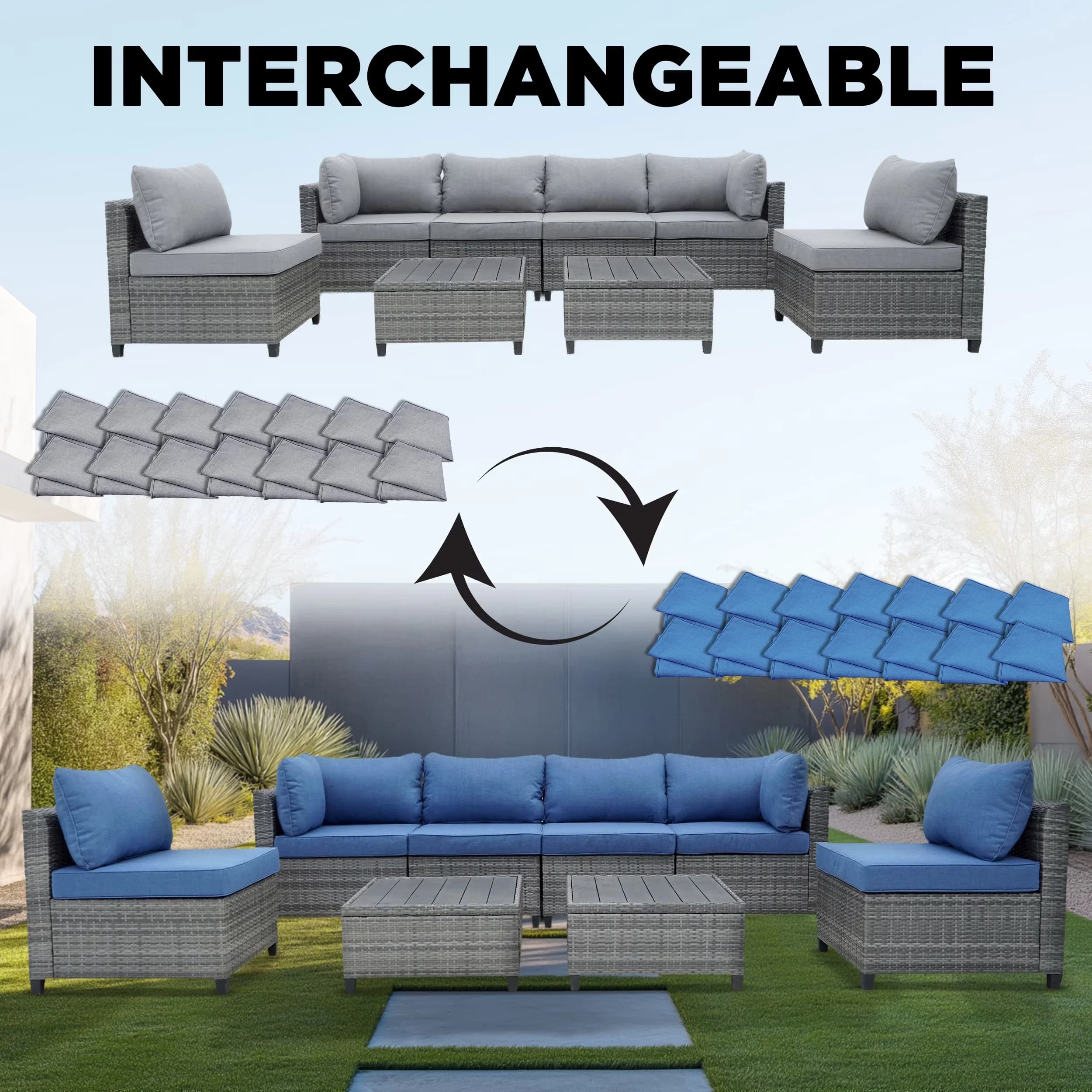 Outdoor Sofas Sectional Stylish with Water-Resistant, Weather-Resistant - Multi-Color Model D83A24