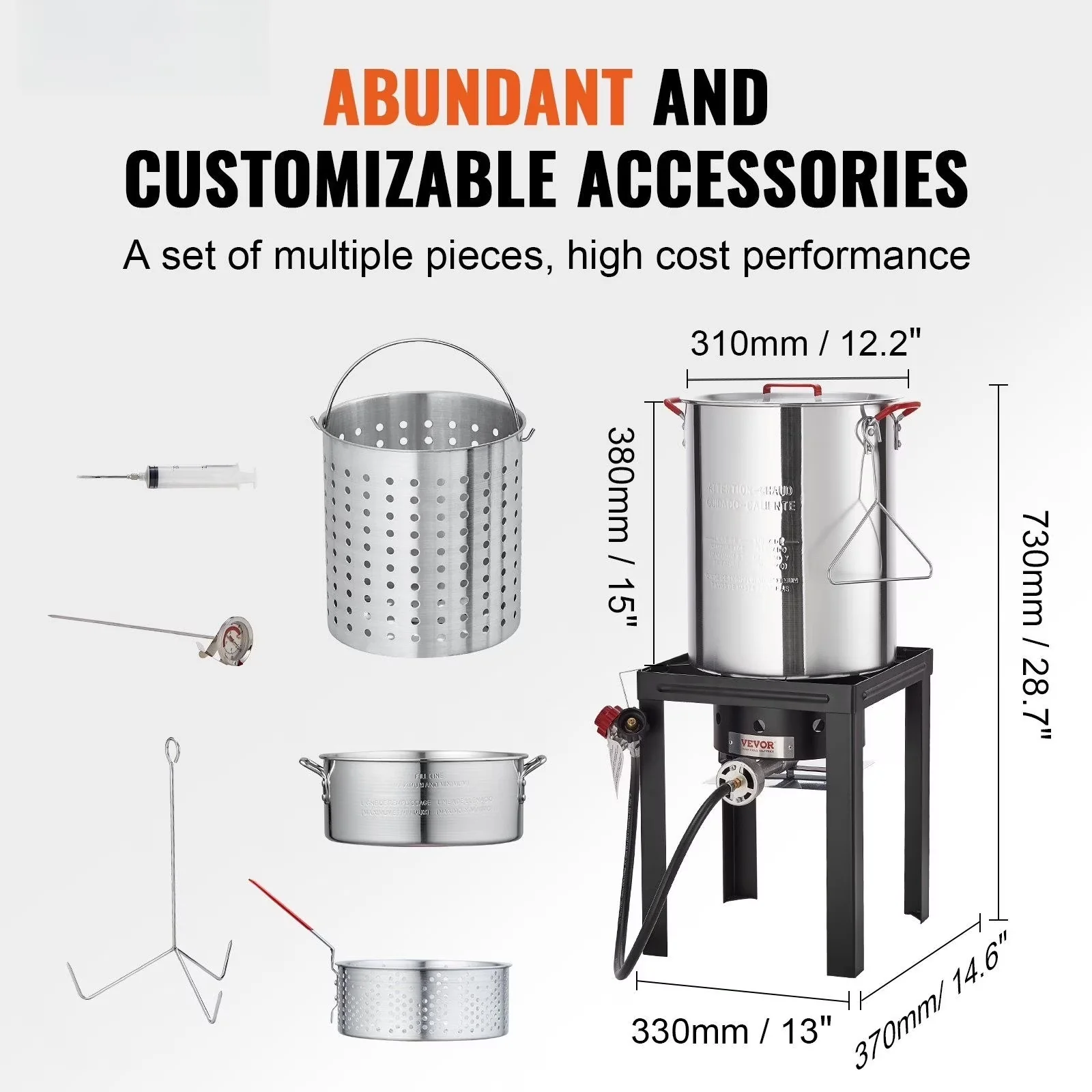 Innovative Outdoor Fryer with 54000 BTU, Propane Turkey 30QT, Thermometer - Aluminum Silver Model 15B886