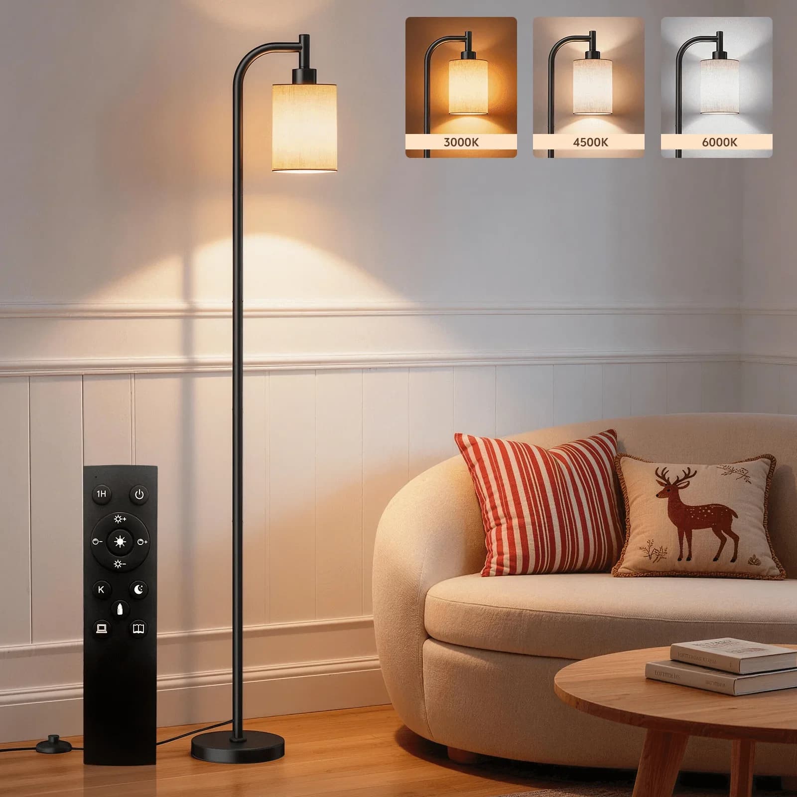 Floor Lamp Quality with LED, Modern, Lamps - White Metal - Traditional Style Model D1E332