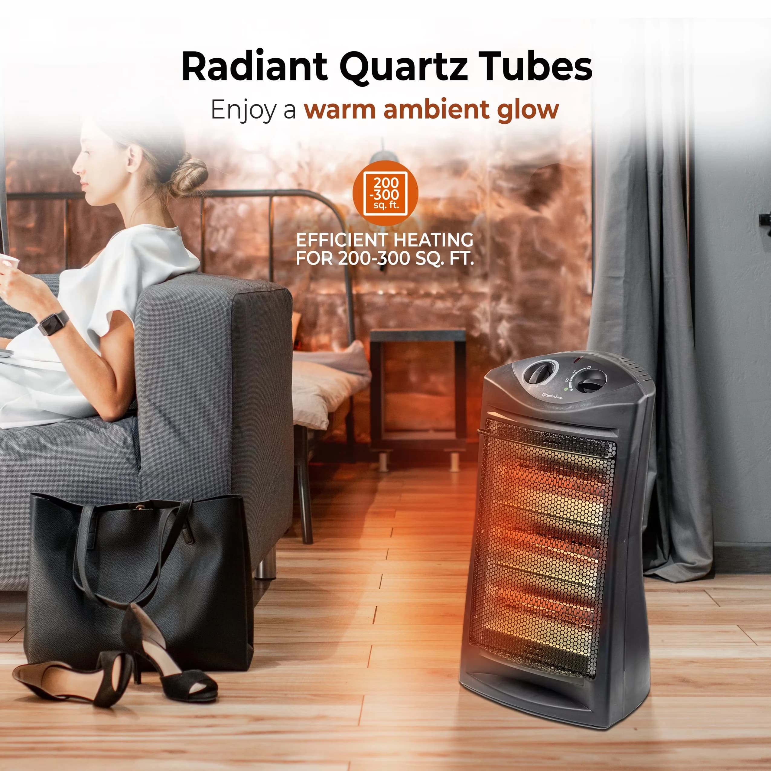Compact Portable And Electric Space Heater with Temperature Controlled, Adjustable, Automatic Shutoff - Black Model 4B809A