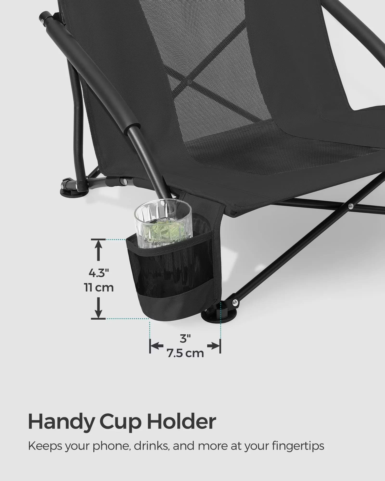 Durable Beach Chair with Folding, Chairs, Portable Outdoor Chairs - 600D Oxford Fabric, Nylon Mesh Fabric, Powder-Coated Steel Frame Model 108FD2