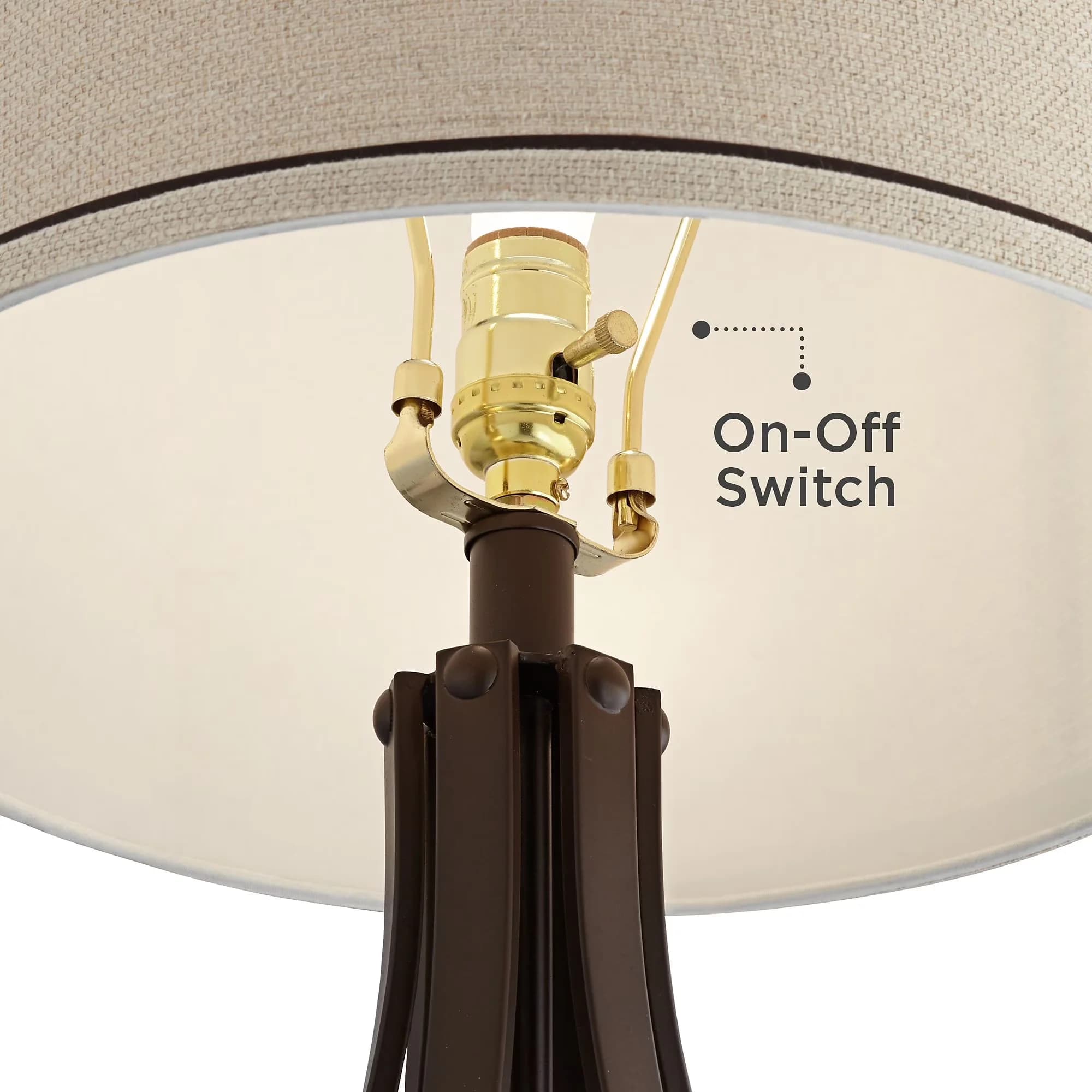Modern Table Lamp with Incandescent, Industrial - Brown Metal for Living Room Model 9F2FB3