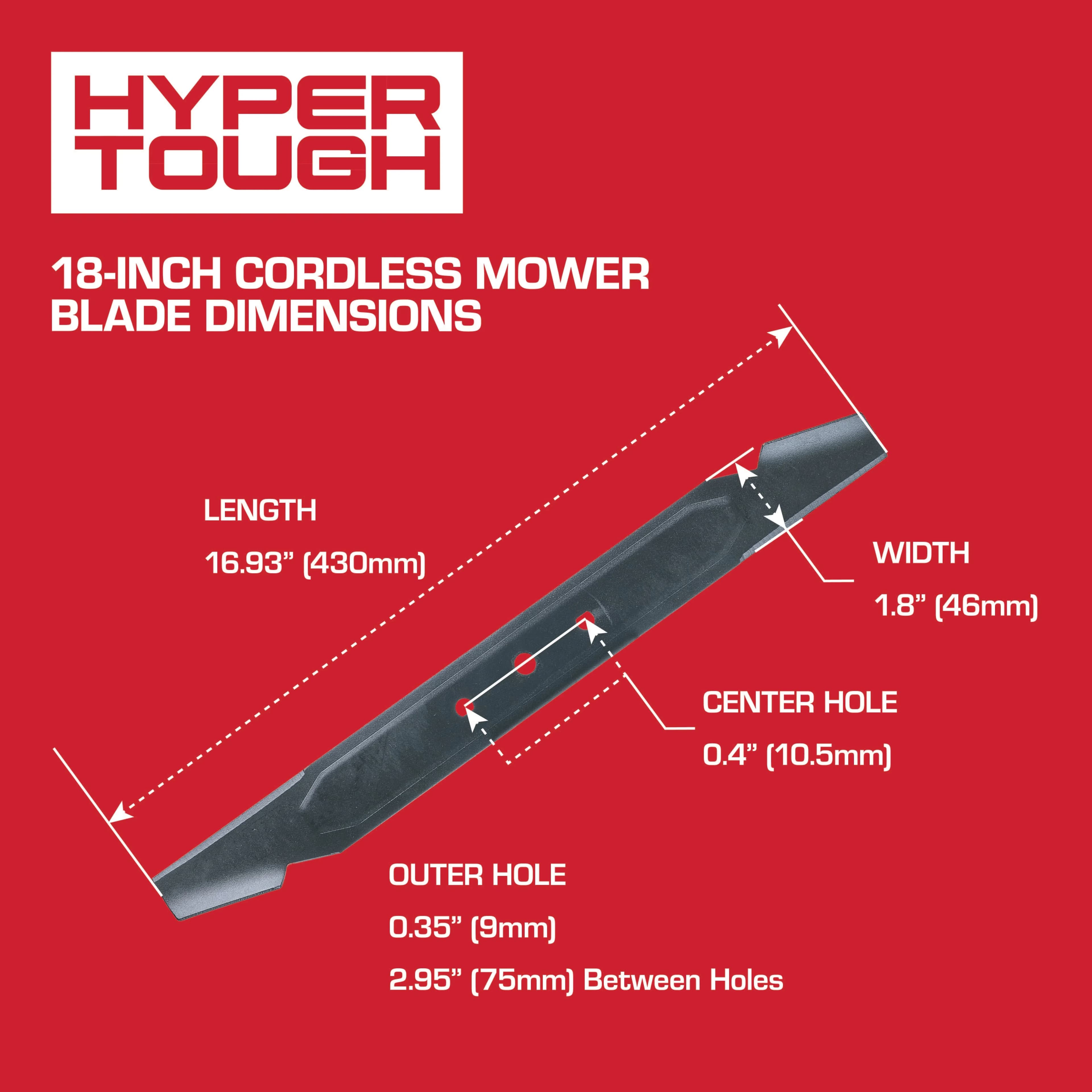 Replacement Parts Accessory Versatile with 20V, 18" Mower Blade - Universal Fit Model 438BC7