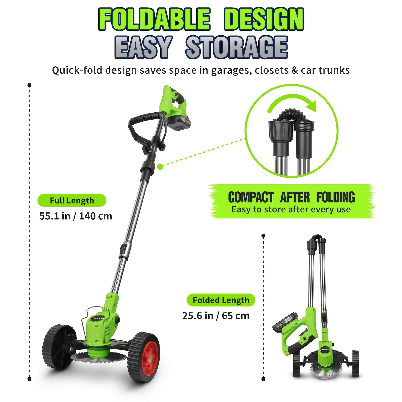 Premium String Trimmer with Battery, 21V, Portable Lawn Edger & Weed Cutter - Model F7550F