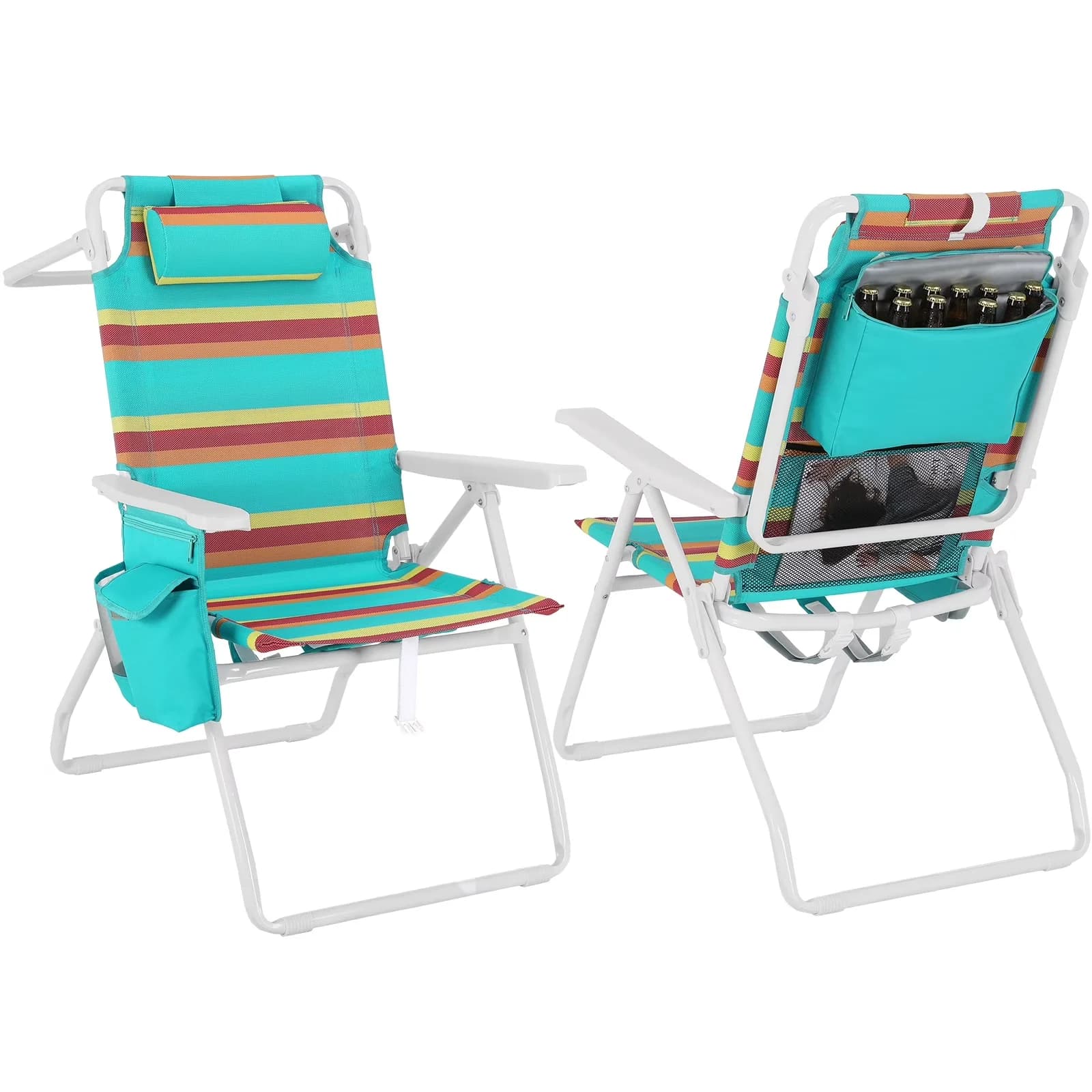 Efficient Beach Chair with Adjustable, Folding, Cooler Pouch - Yellow - Easy to Use Model C07C4D