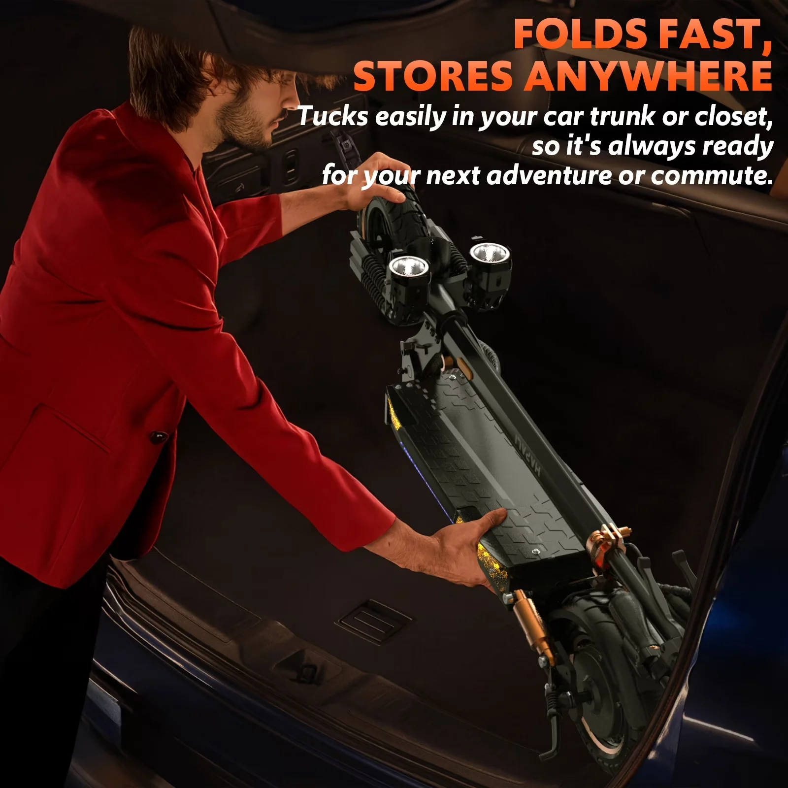 Durable Scooter with 1200W, 48V, Compact - Black Aluminum - Contemporary Style Model 72C613