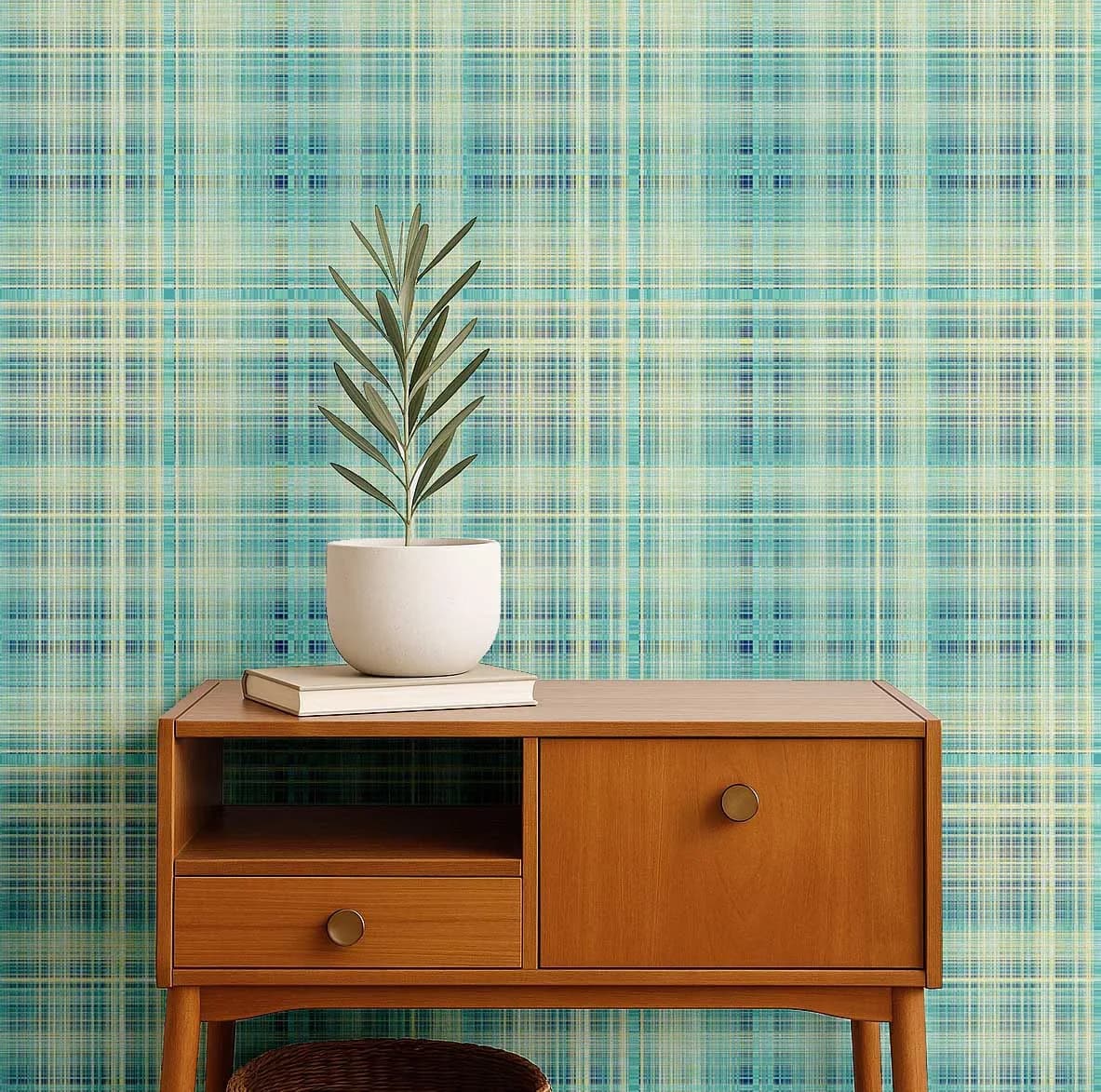 Wallpaper Stylish with Waterproof, Durable, Removable - Green Vinyl for Home Model 07B064