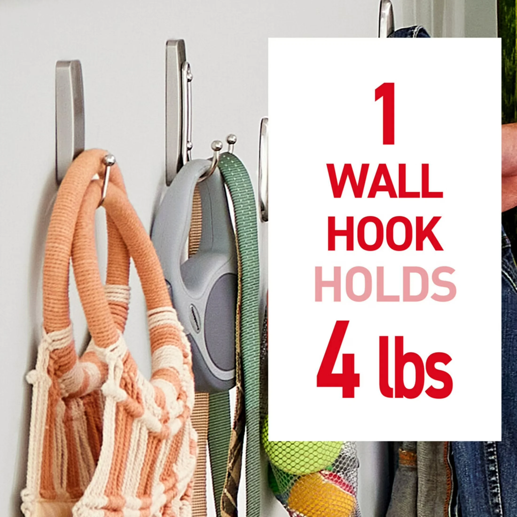 Sleek Damage-Free Hanging with Reusable, 2 Hooks - Brushed Nickel Silver Model 5E9C7B