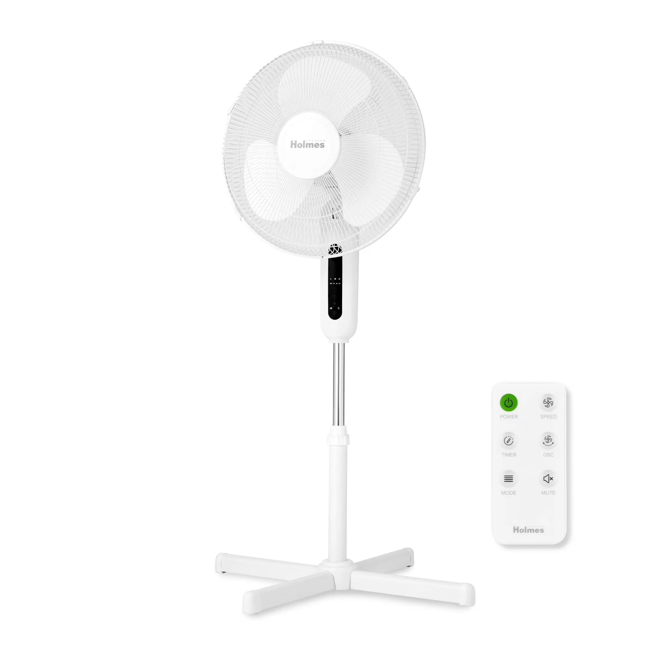 Sleek Fans In Cooling with Remote Controlled, Remote, 16" Digital Stand Fan - White Plastic Model FAE41B
