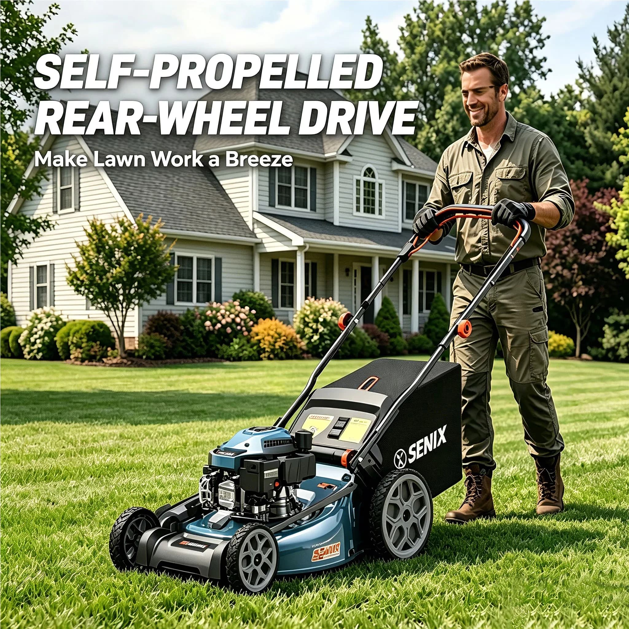 Efficient Push Mower with Adjustable Cutting Height, Single Lever Height Adjustment - Model 744D86
