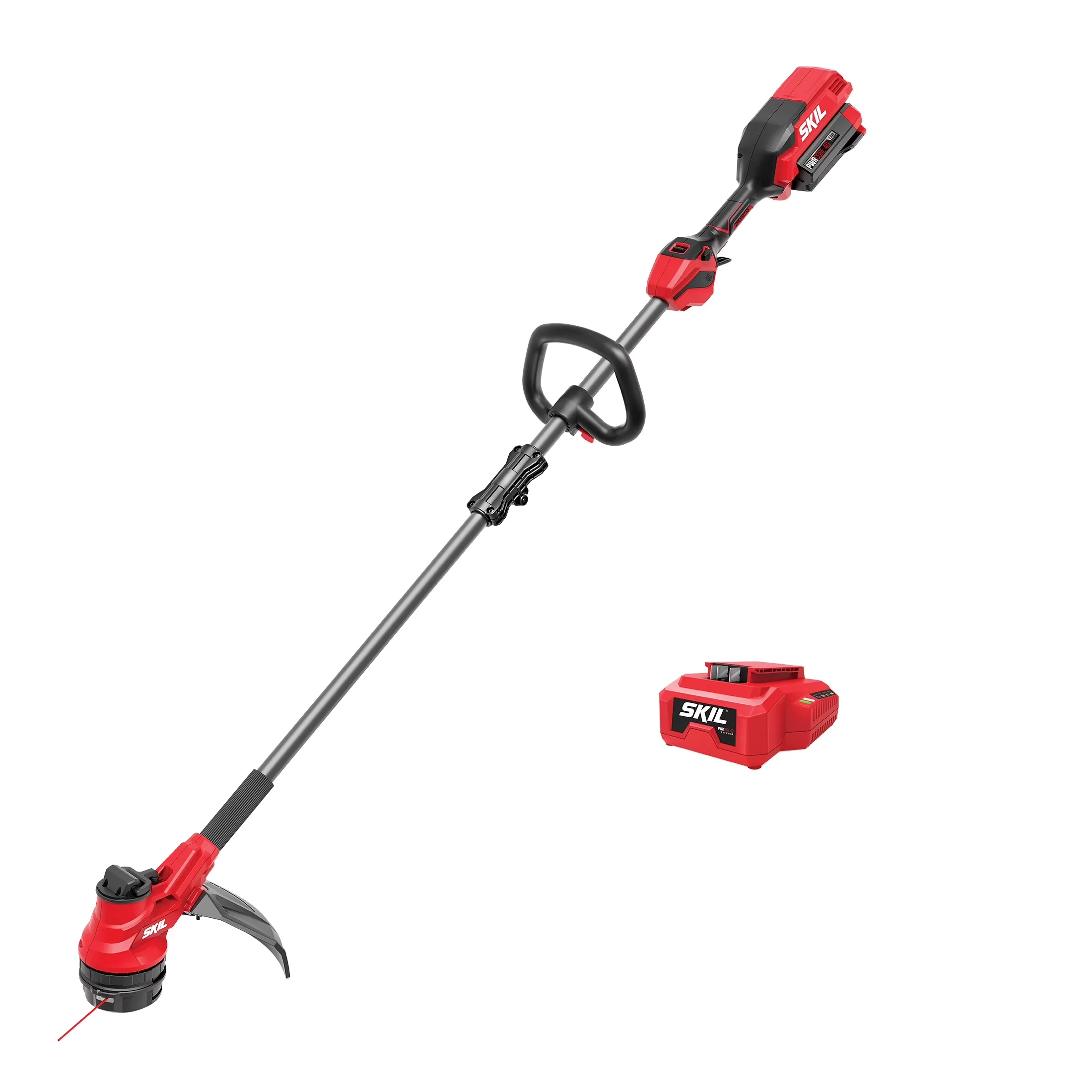 Premium String Trimmer with Battery, 60W, 40V - Red - Space-Saving Design Model F55BBF