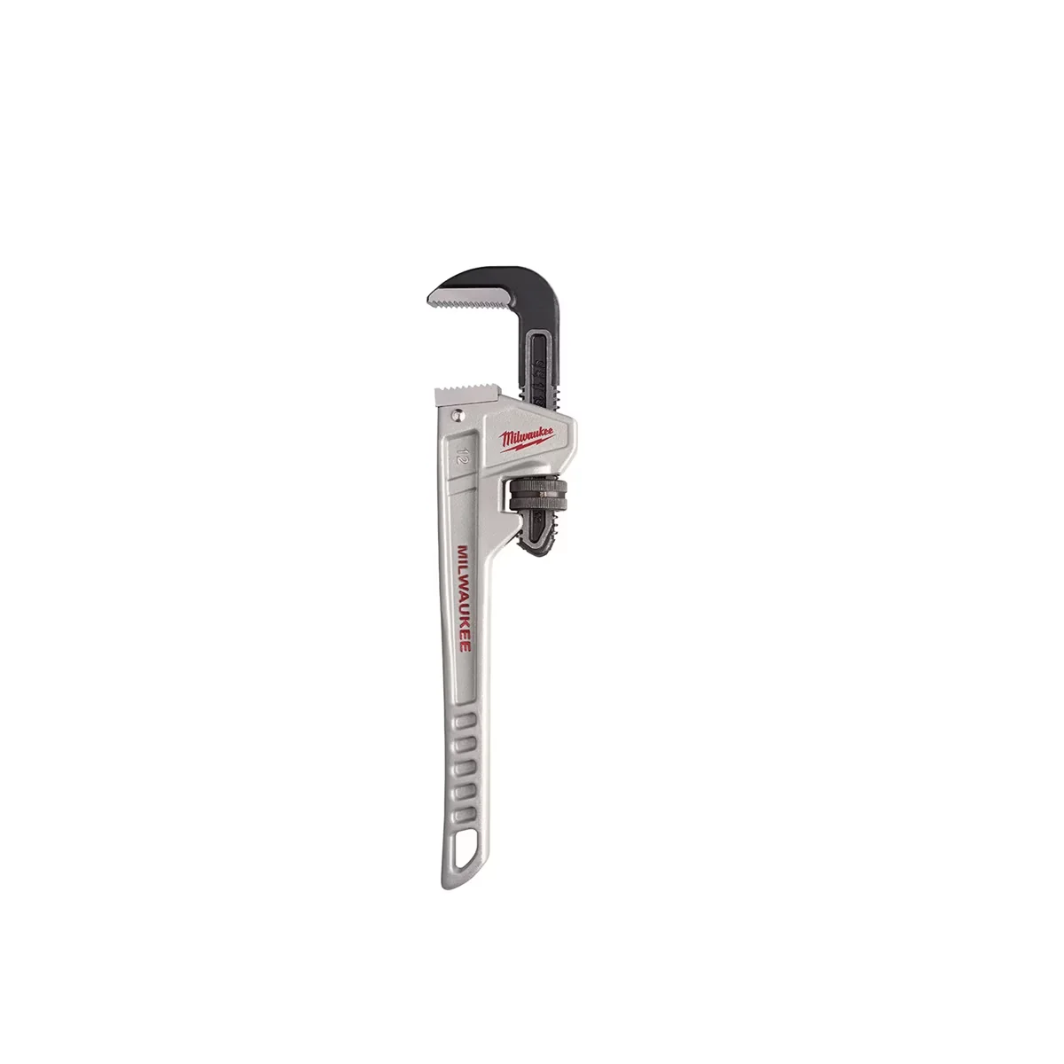 Premium Hand Tool with Ergonomic Handle, 12” Aluminum Pipe Wrench, Overbite jaw - largest gripping surface - Black Model 8A78F4