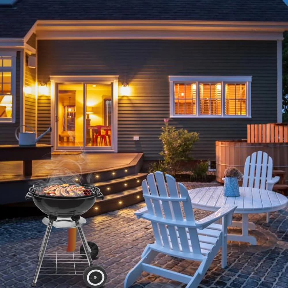 Charcoal Grill Stylish with Portable, Firebowl Size: Dia 46.5cm / 18.3 Inches, Material: Steel - Steel Model 0258E6