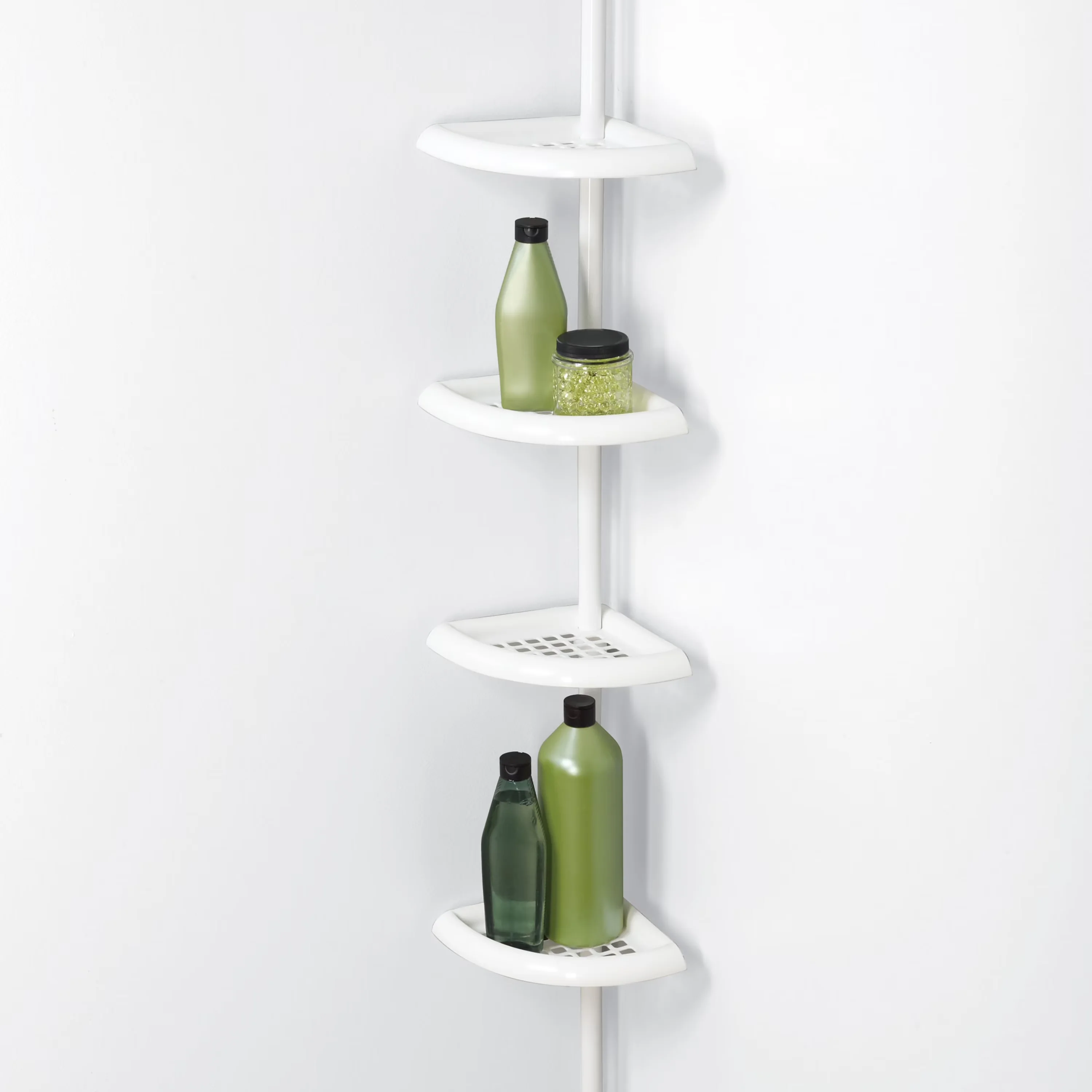 Stylish Bathroom Renovation with Rust Resistant, White Shower Caddy, 4 Shelves - Plastic White Model 611294