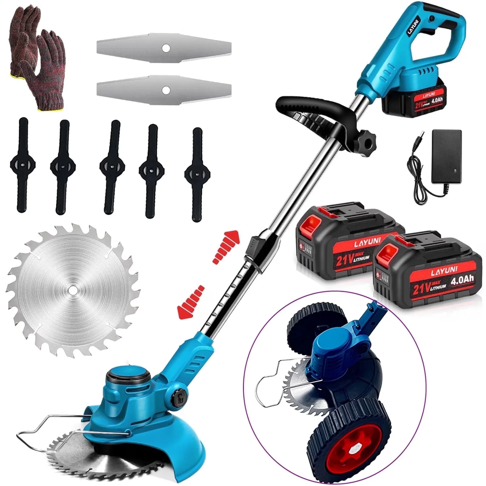 Essential String Trimmer with Battery, 21V, 21V Cordless - Blue - Rustic Charm Model 157B5C