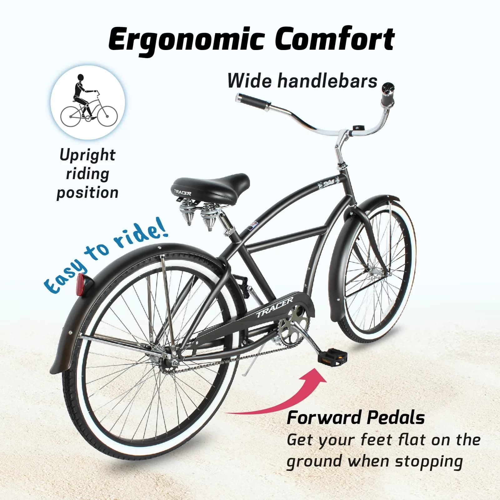 Cruiser Bike Modern with Coaster Brake, 26" Wheels, 1-speed - Taha - Essential Collection Model DB01BC