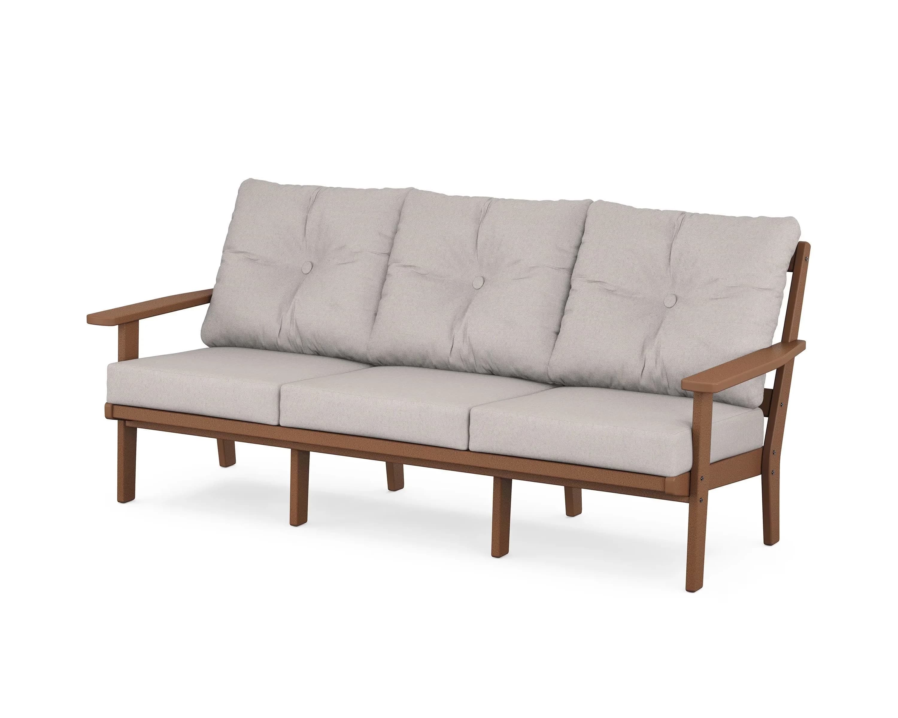 Premium Outdoor Sofas Sectional with Weather-Resistant - High-Density Polyethylene Teak / Dune Burlap Model 33D347