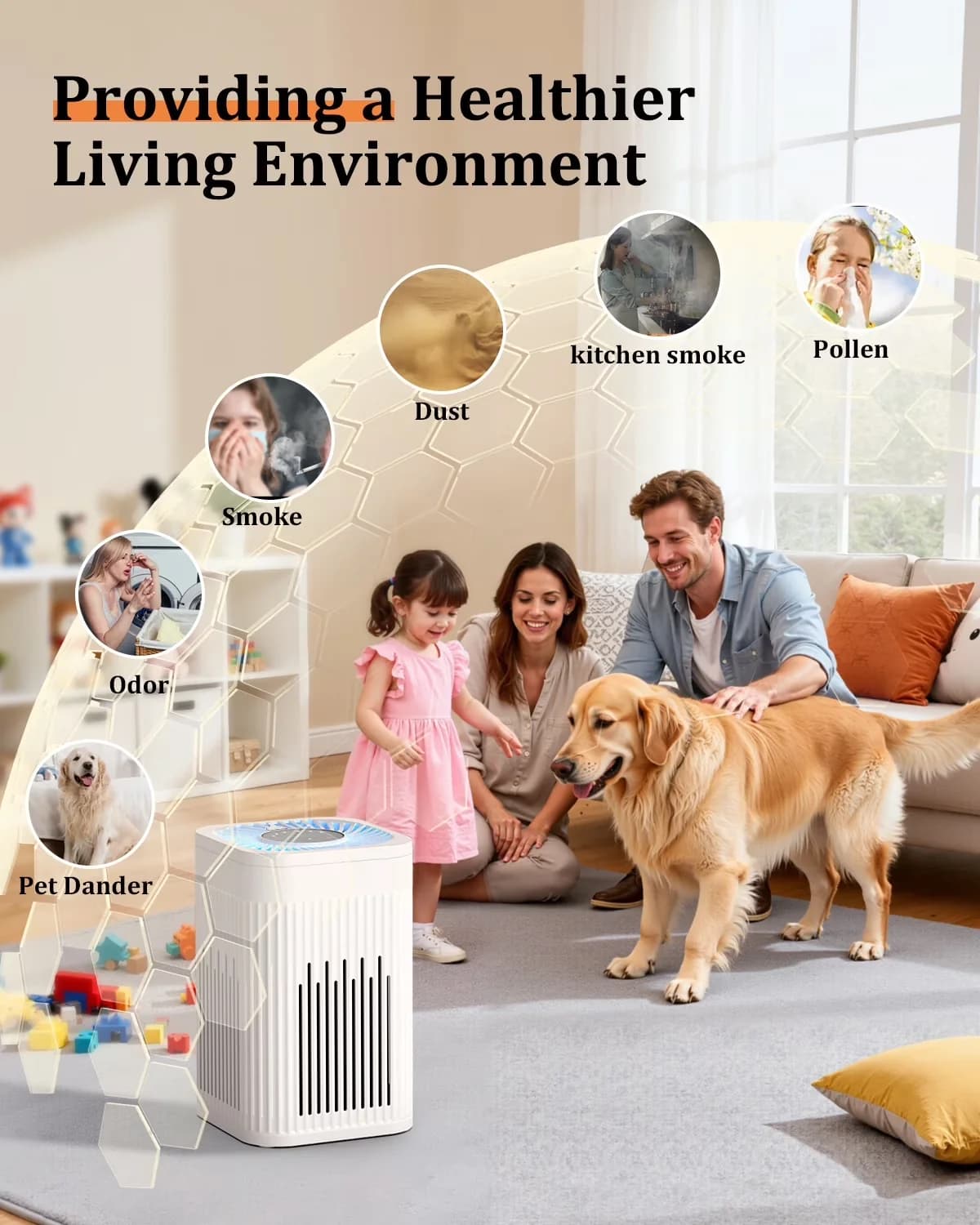 Air Purifier Sleek with Automatic Shut-Off, Filter Change Indicator - White Model 7D5F89