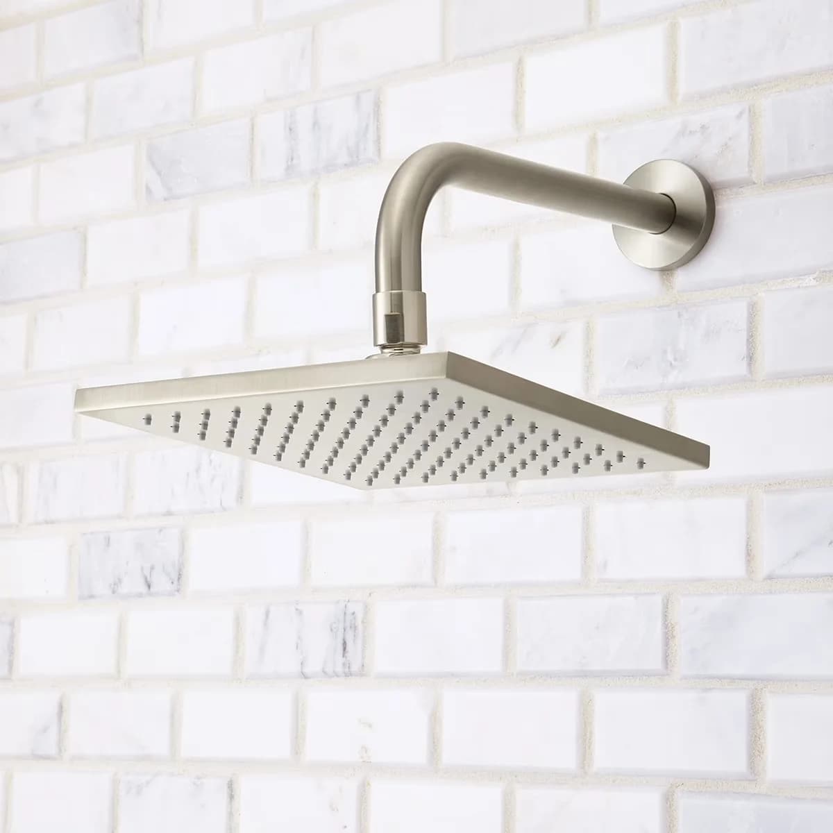 Professional Shower Head with 100, full-coverage sprays, Modern, square design, 1.75 GPM flow rate - Brass Silver Model FE4EC7