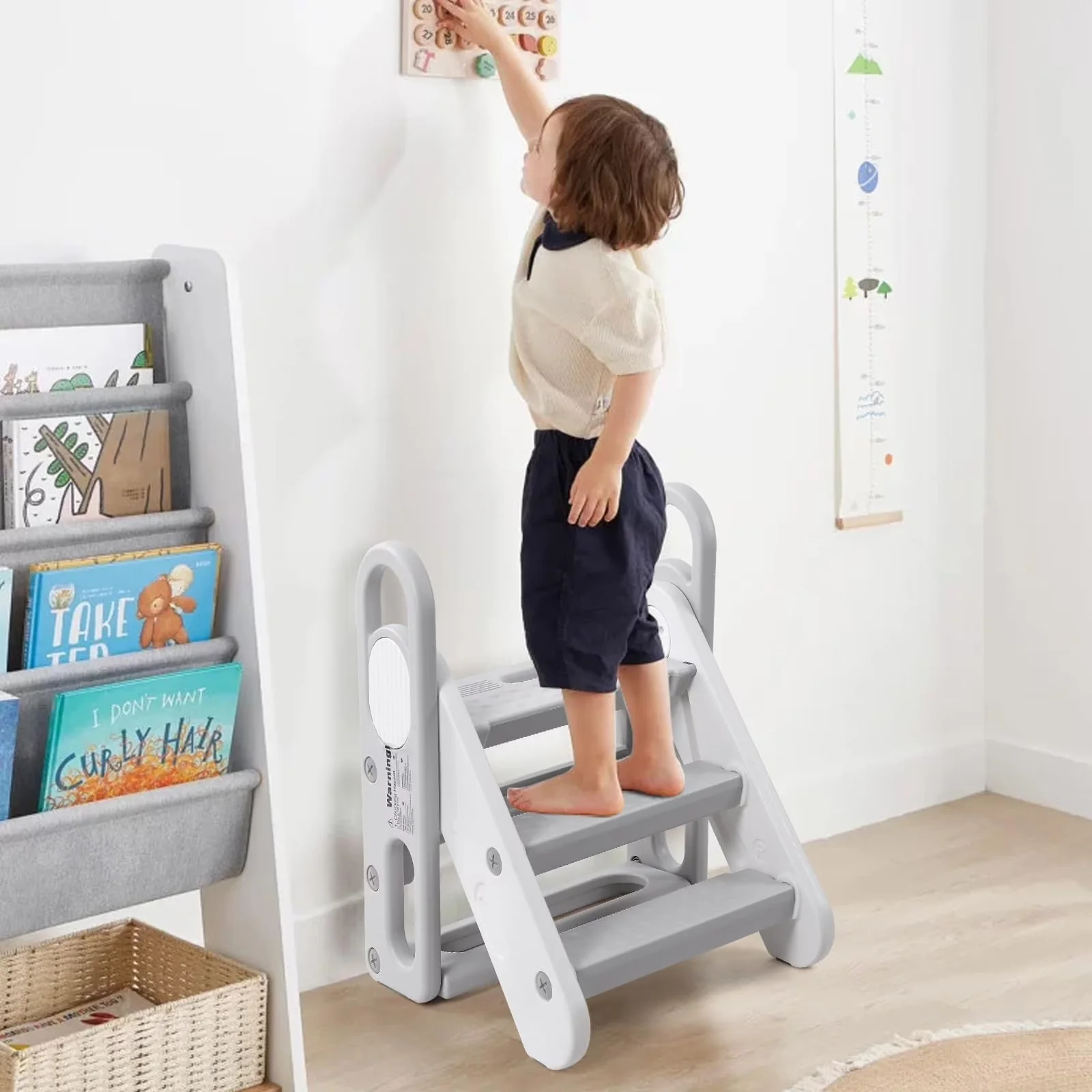 Compact Ladders And Step Stool with Folding, Foldable - Pp Gray for Bathroom, Kitchen Model 49A9FE