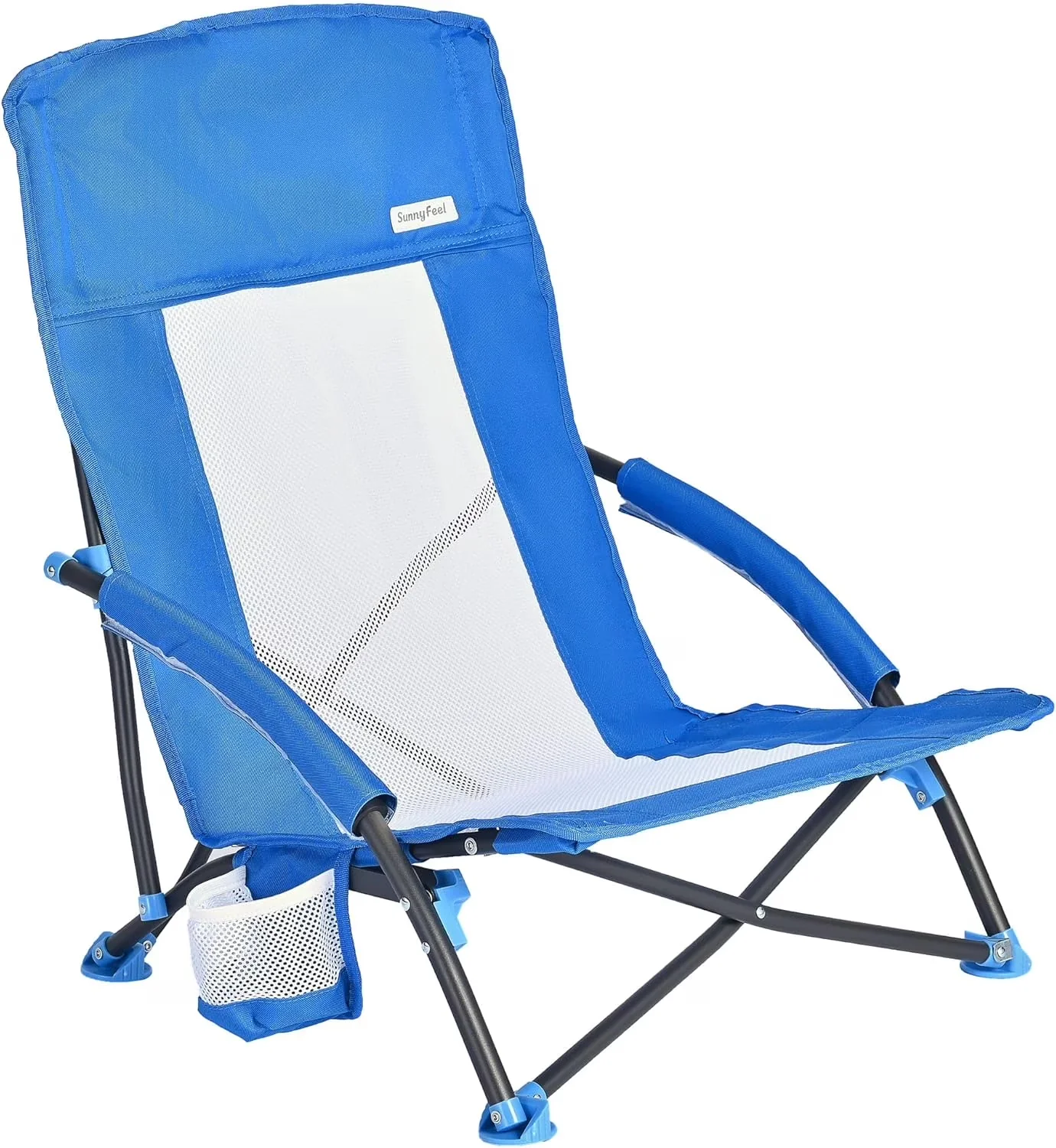 Classic Beach Chair with Folding, Foldable Camp Backpack Chairs - Blue Model 24CEAD