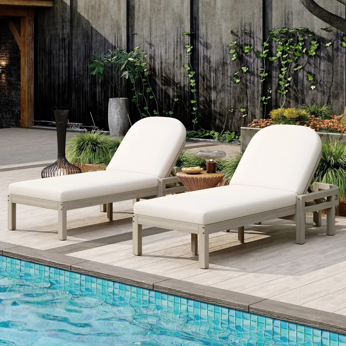 Patio Chair Versatile with Adjustable Backrest, Uv Resistant - Wood Gray Model 6E29EF