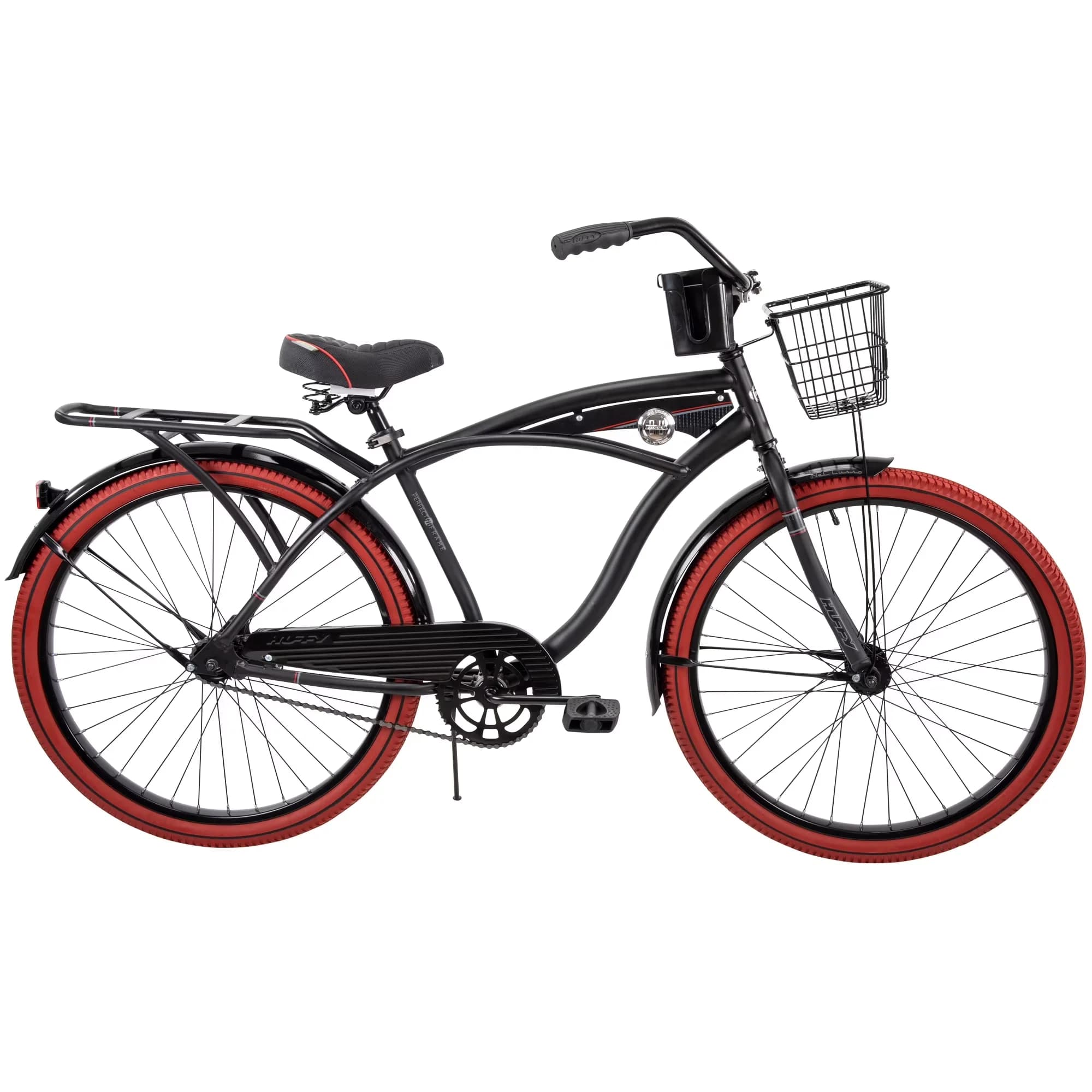 Essential Cruiser Bike with Adjustable Seat, Fits Riders 60"+, 26" Nel Lusso - Black Model 5BA0E1