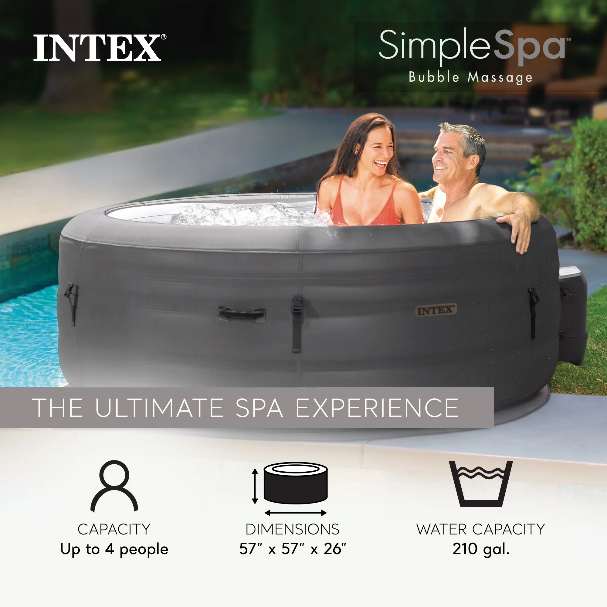 Hot Tub Reliable with Insulated, Inflatable - SimpleSpa for Everyday Use Model C15531