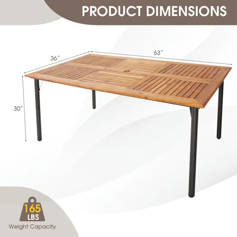 Durable Patio Dining Set with Modern, Color:Natural, Black, Mix Brown - Brown Acacia Wood, Metal, Pe Rattan, Polyester, Spray-Bonded... Model 8739FA