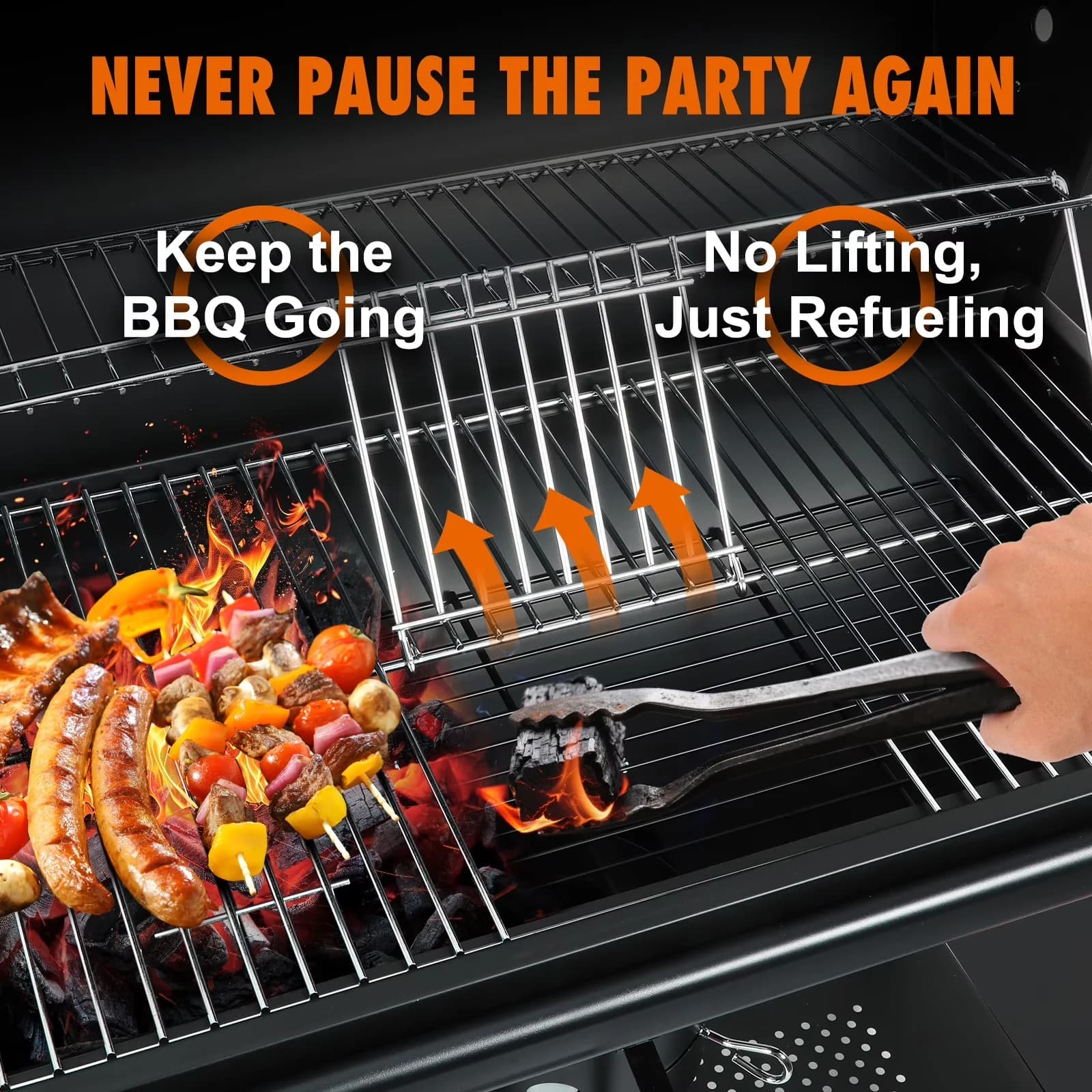 Durable Charcoal Grill with Removable Ash Catcher, Portable - Steel Black Model A6DEE8