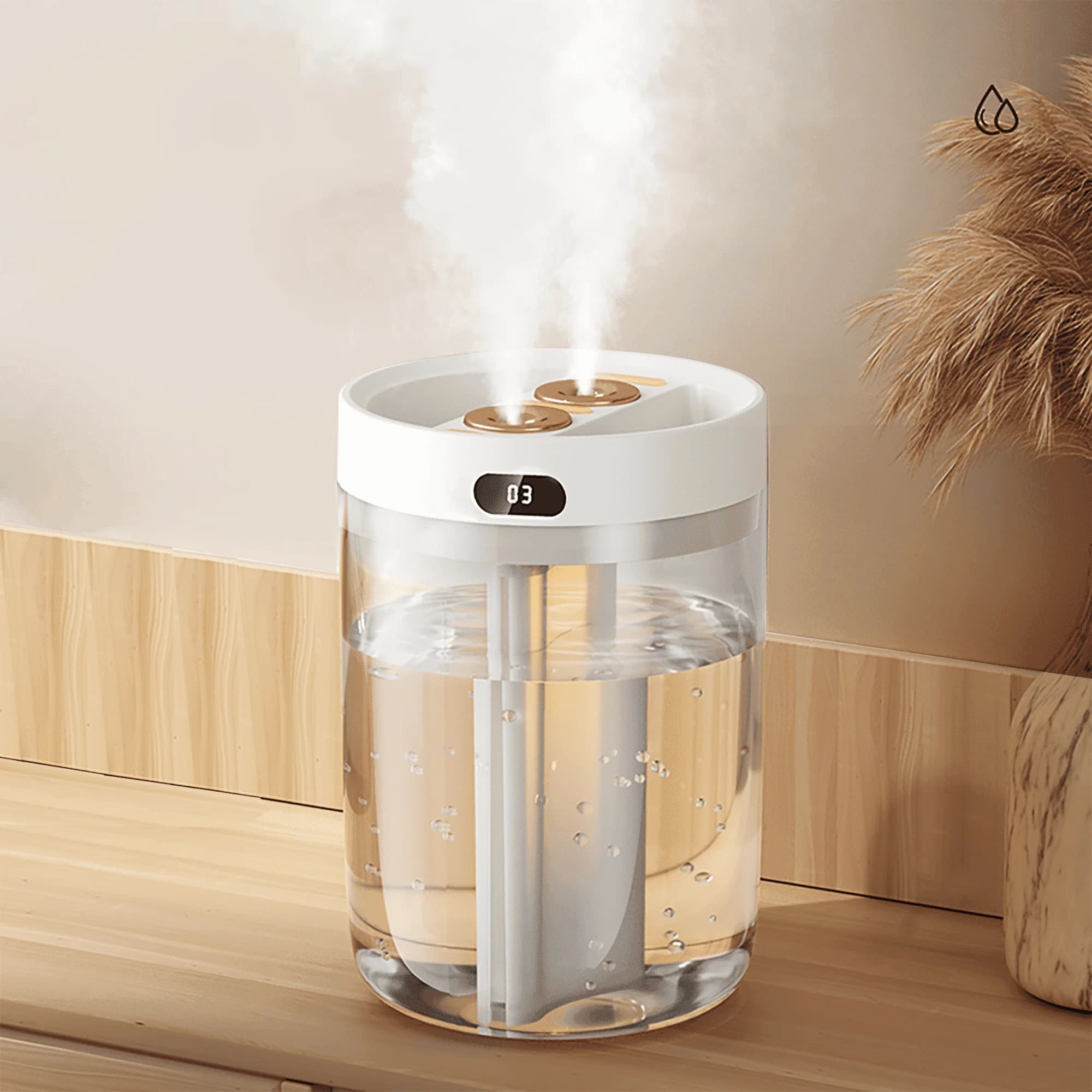 Humidifier Stylish with Water Level Indicator, Timer, Adjustable Humidistat - 1.5 L for Small, Home Model 8477D8