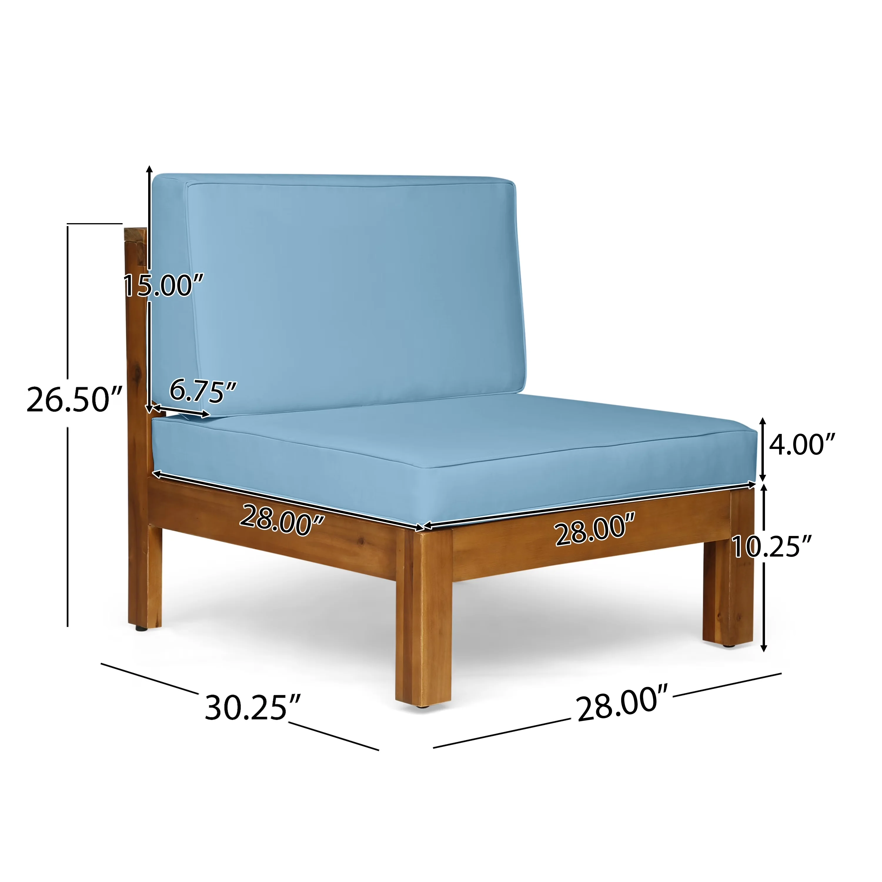 Reliable Outdoor Sofas Sectional with Weather-Resistant, Transitional, Cushion Material: Water-Resistant Fabric - Brown Acacia Wood +... Model 82C338