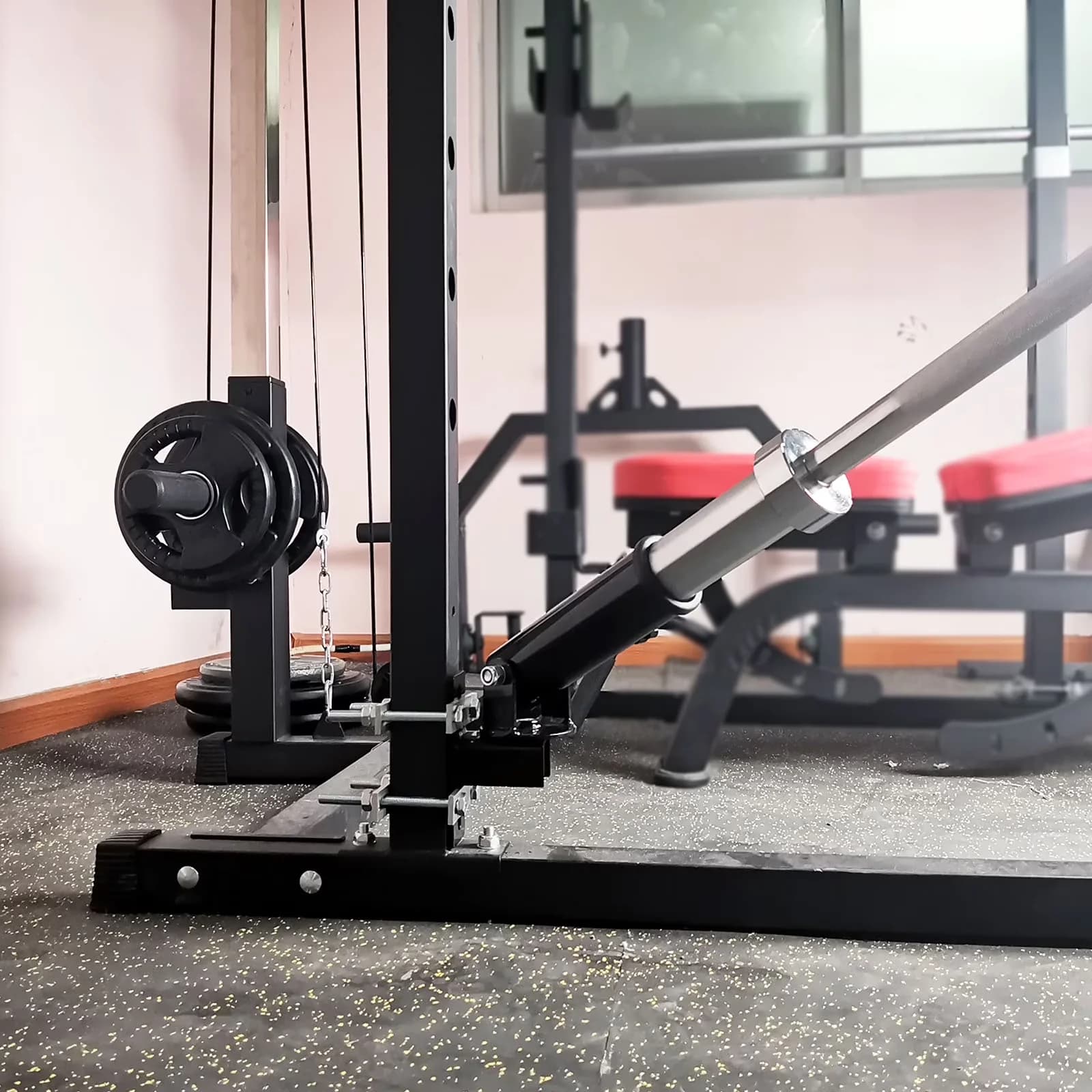 Premium Home Gym Accessory with Adjustable, T Bar Row Platform Landmine Attachments - Metal Black Model 7D31C1