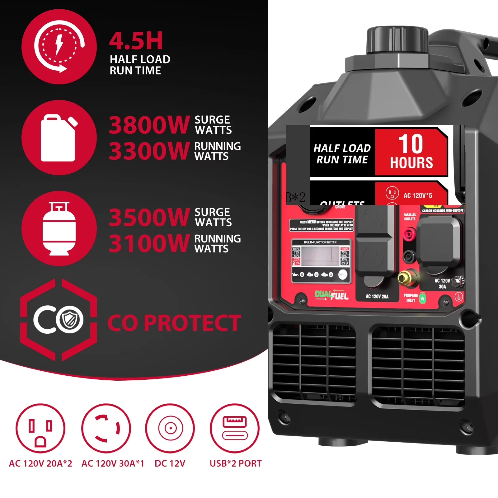 Generator Innovative with 3800W, Overload Protection, Low Oil Shutdown - Model 52E96B