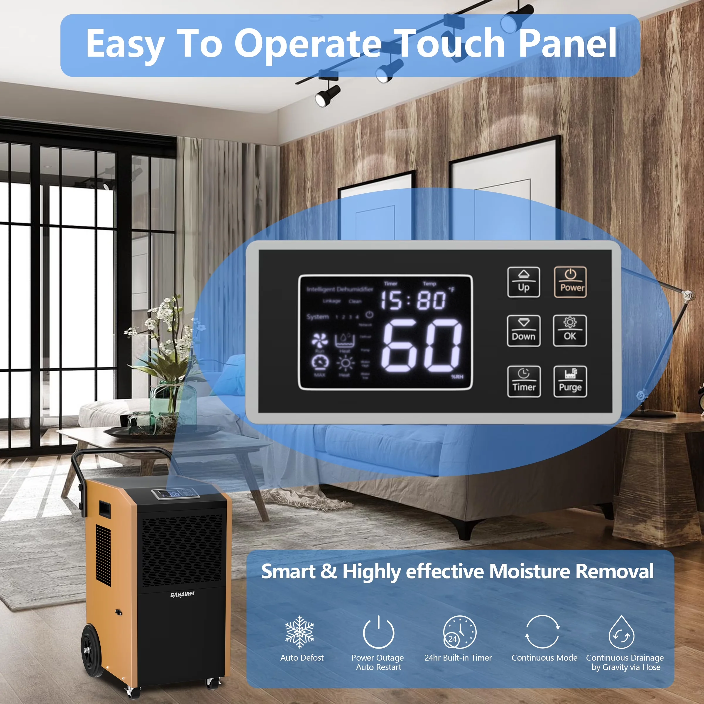 Essential Dehumidifier with Built-In Pump, Pump and Drain Hose, 168 Pints Commercial - Model 74CF5B