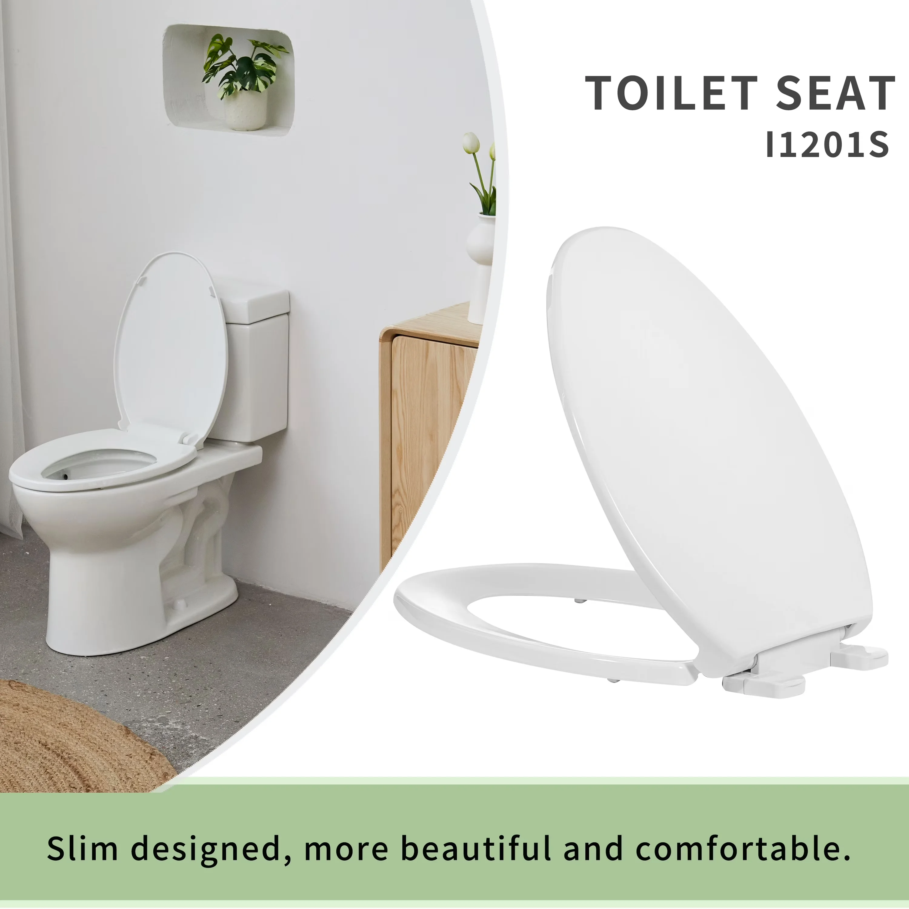 Modern Toilet Seats And Lid with Soft Close, Oval Plastic Seat Soft Close in White, No Slam & Easy to Clean - White Pp Model 0D0BB2