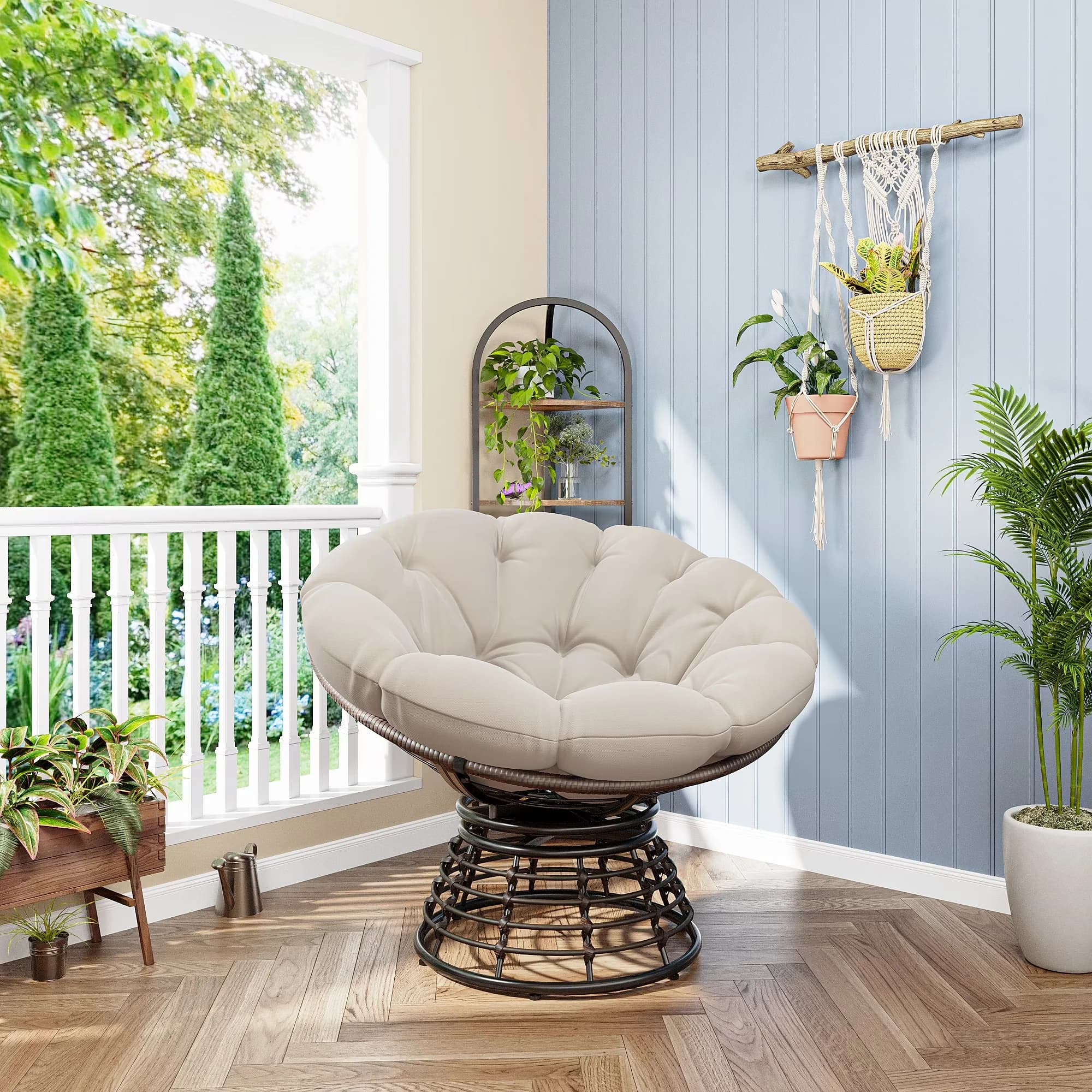 Patio Chair Professional with Swivel, Product Style:European - Foam,Plywood,Pu Leather Silver for Living Room, Bedroom Model C848E1