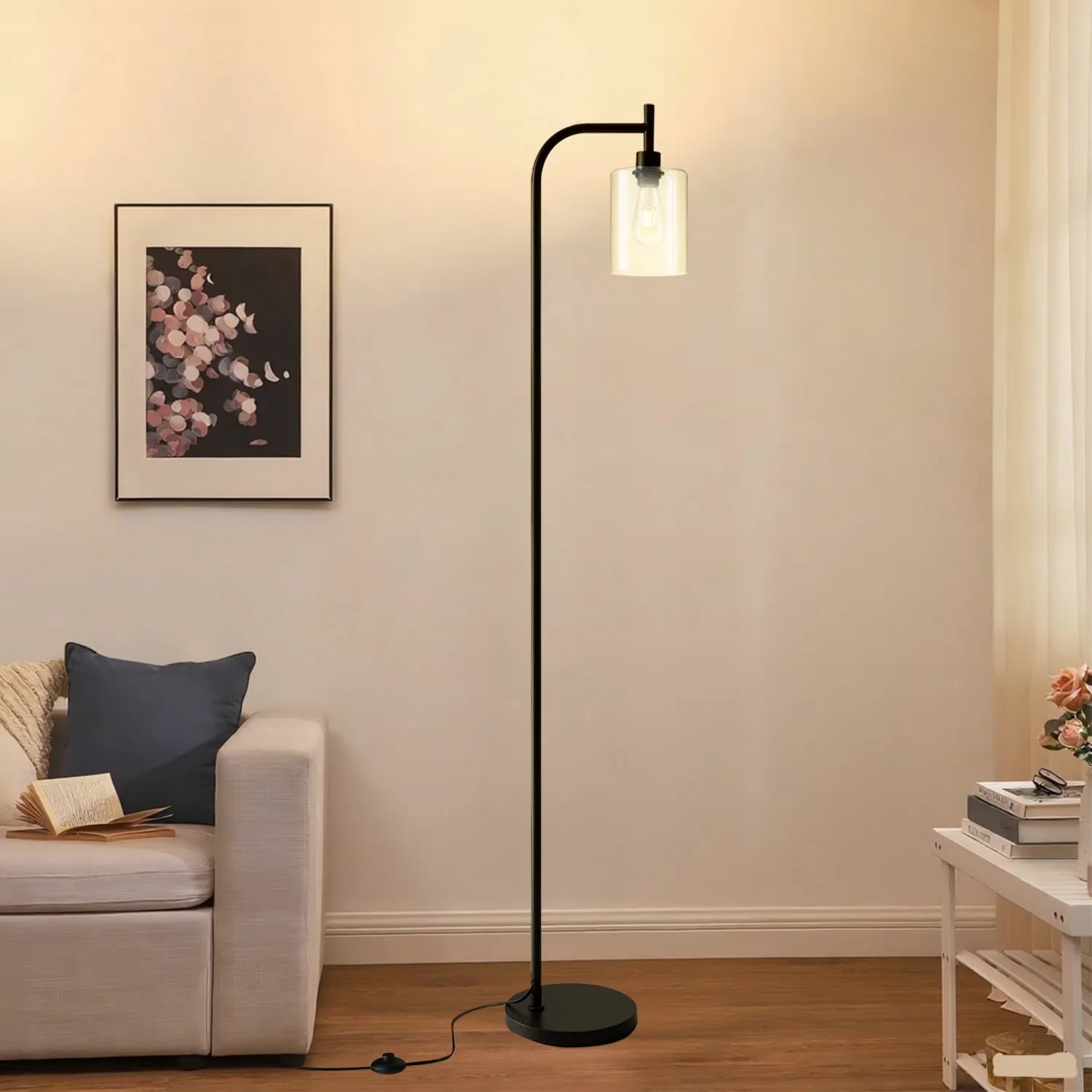 Lamp Durable with LED, Mid-Century, Arc Floor - Metal Black - Modern Design Model 18D562
