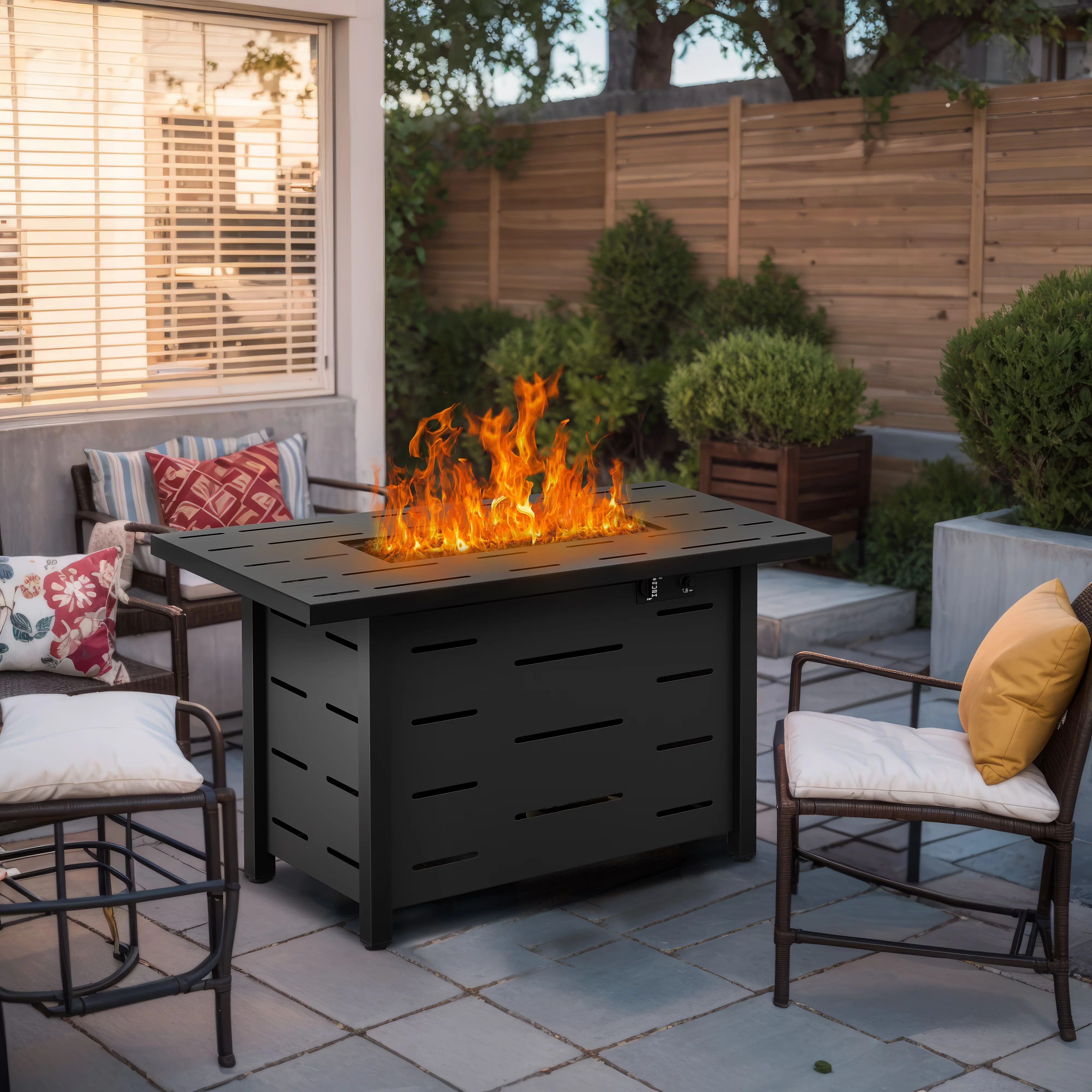 Outdoor Heating Reliable with 50000 BTU, Adjustable Flame - Black Metal Model B6313C