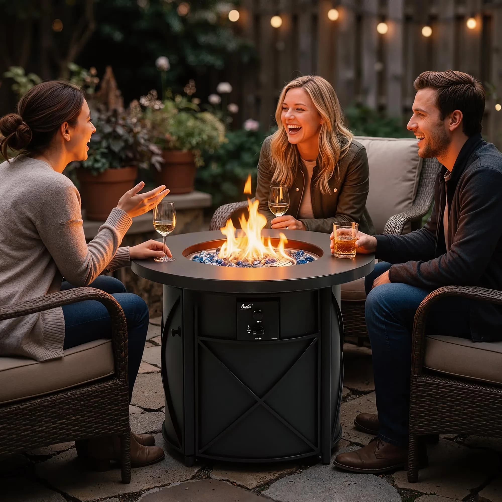 Modern Outdoor Heating with 50000 BTU, Rust Resistant, Smokeless - Stainless Steel, Alloy Steel, Stone 25" x 25" x 30" for Patio Model D89BC5