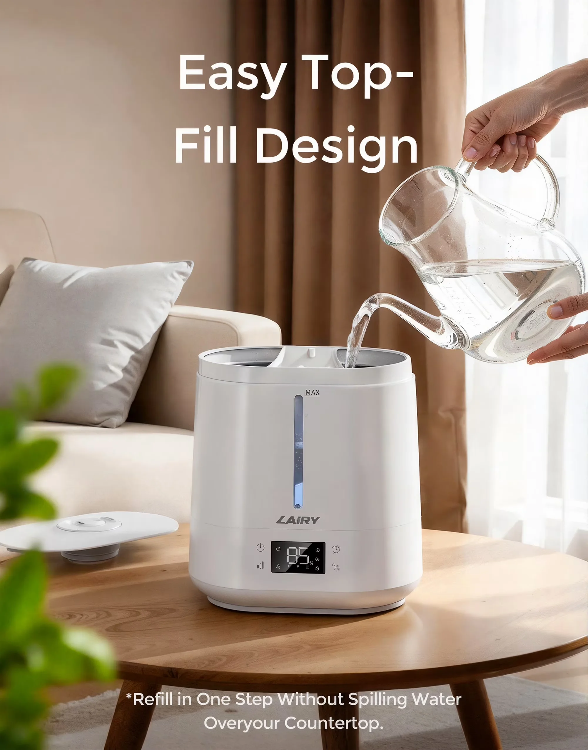 Humidifier Durable with Adjustable Humidistat, 6L Top Fill Humidifiers - White Model ECB74B