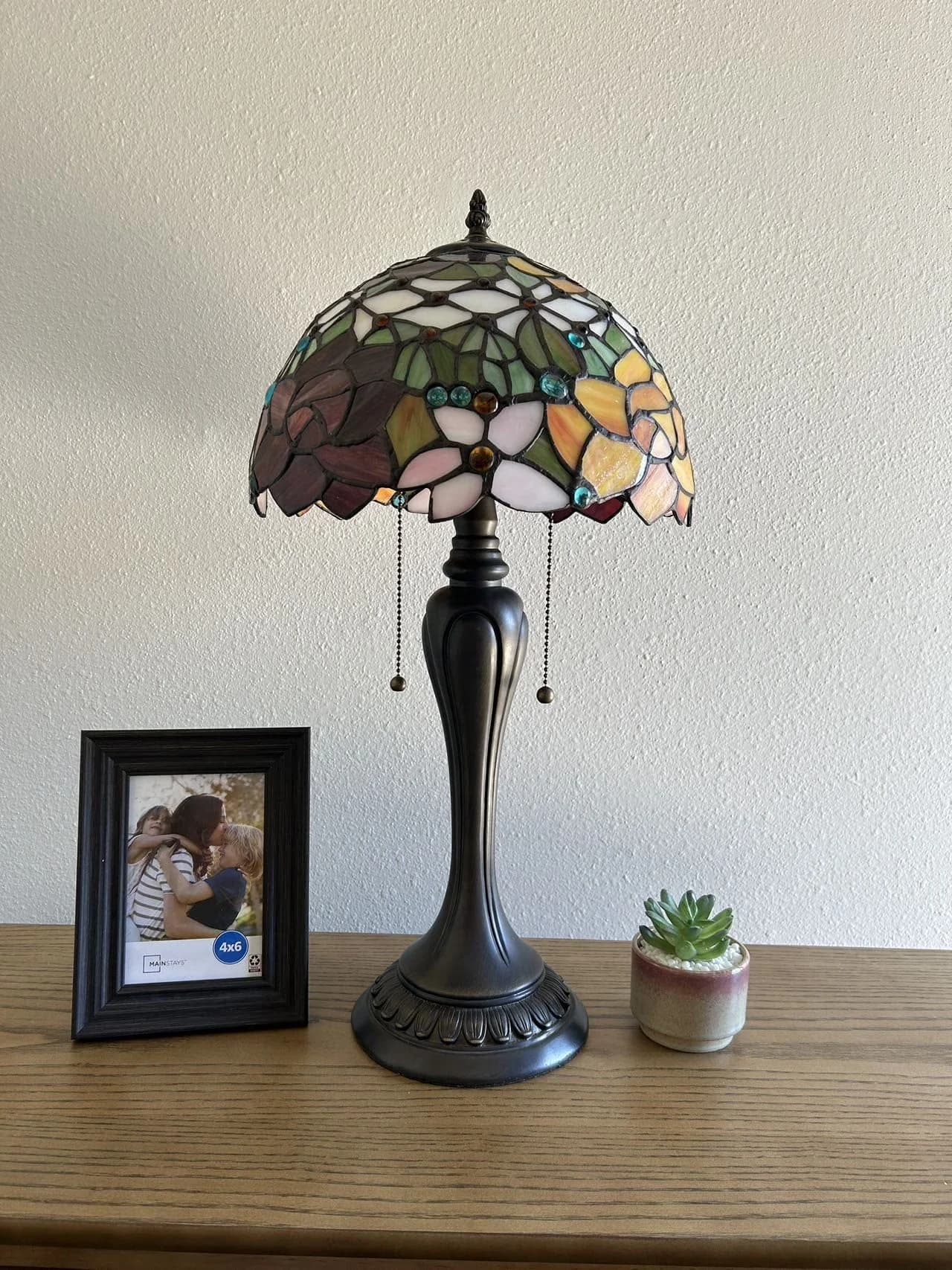 Table Lamp Classic with LED, Stained glass shade, LED bulbs Included - Resin Multicolor for Dining Room, Living Room Model 07B681