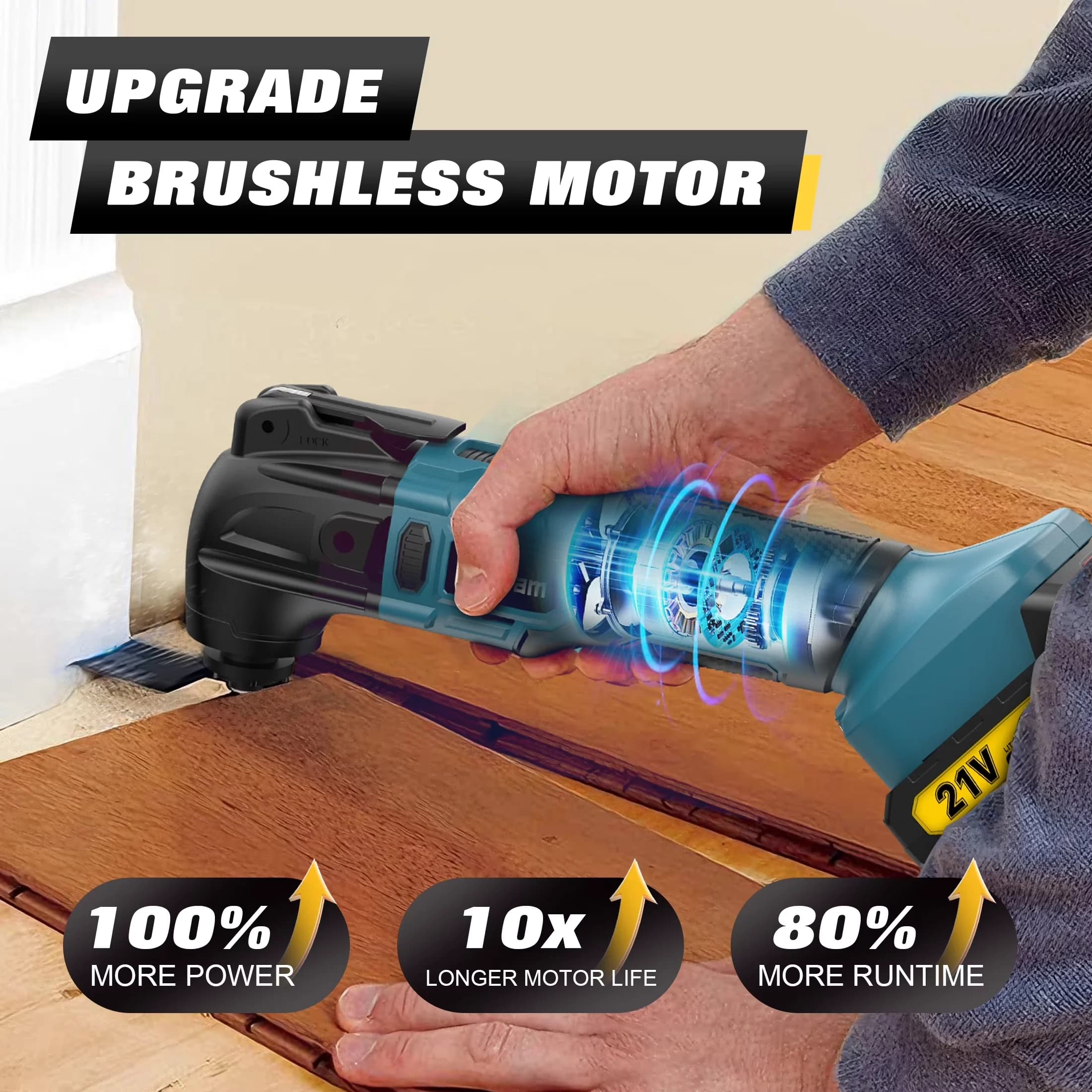 Classic Woodworking with Battery, 21V, 21V Max Cordless Oscillating Multi-Tool - Blue Model C7F95A