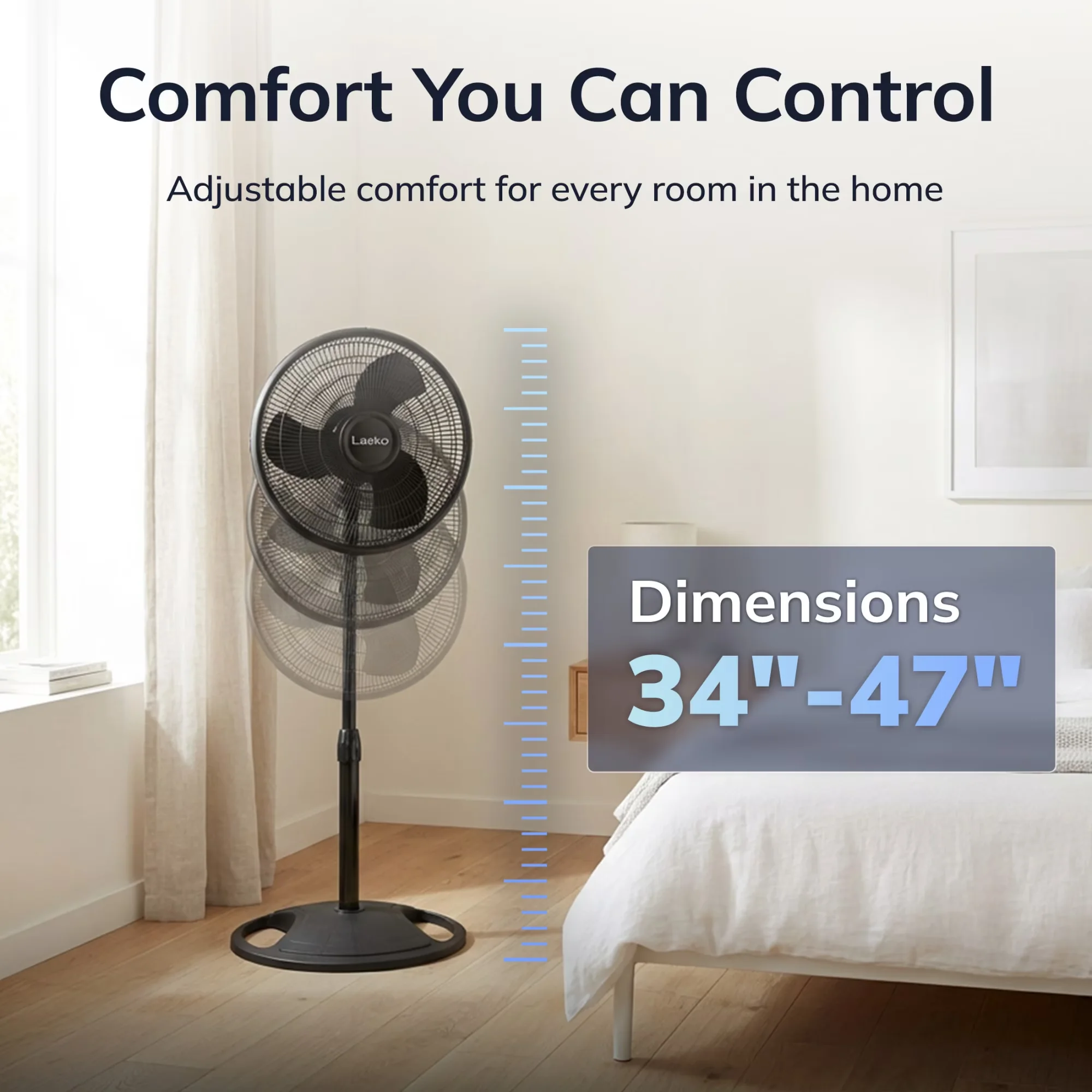 Premium Fans In Cooling with Adjustable Height, Tilt Mechanism, Oscillating - Black Model 93033B