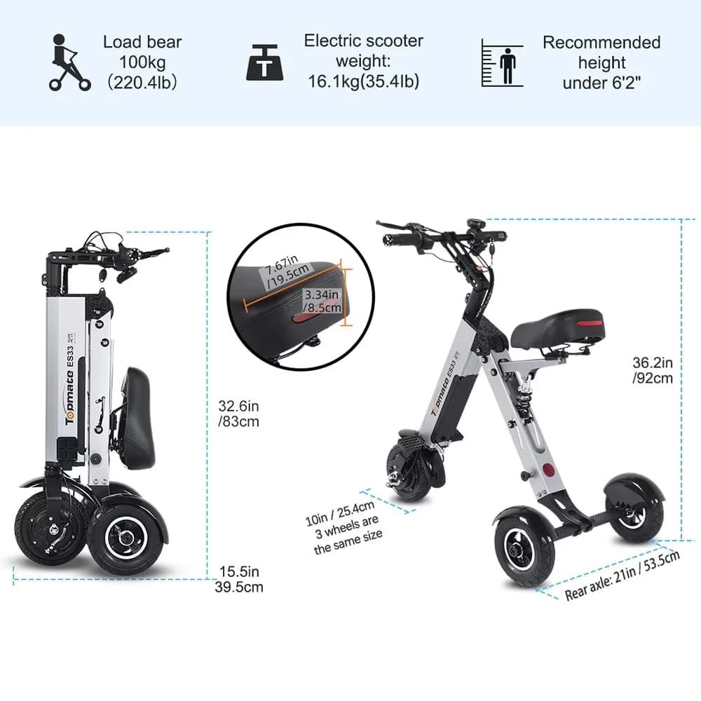 Durable Scooter with 36V, Foldable, Seat - Aluminum ES33 - Heavy Duty Model 26197A