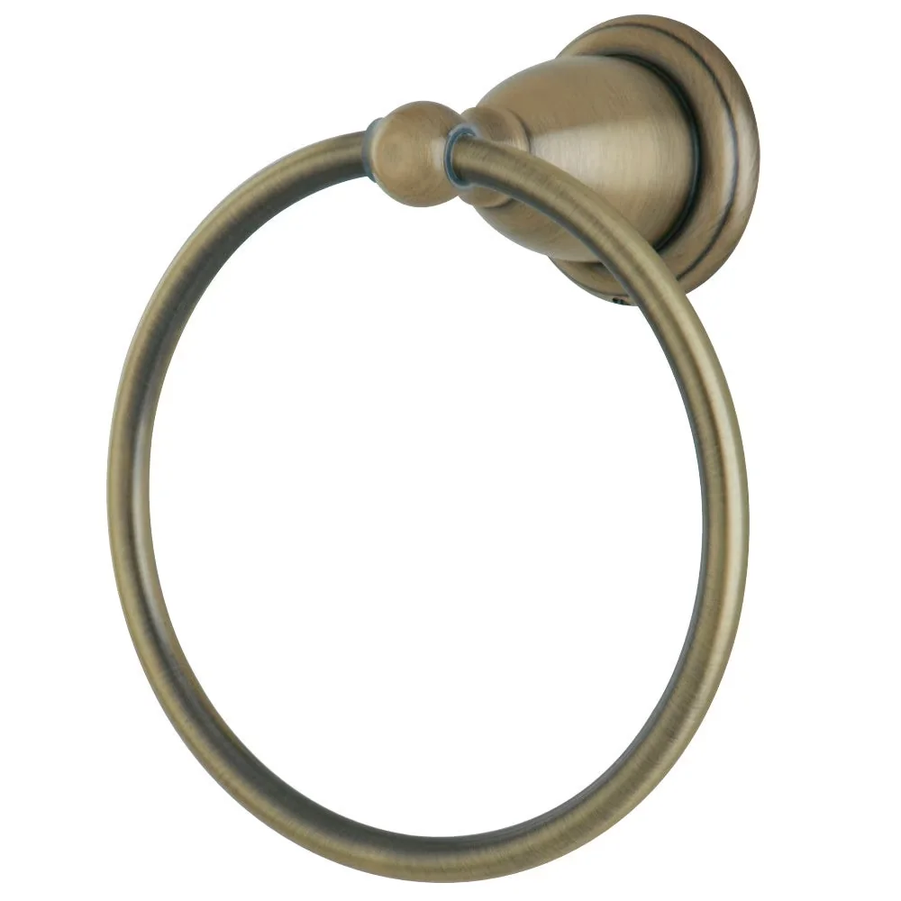 Modern Hot Tub with Weighted, Rust Resistant, Heritage 6" Towel Ring - Brass Silver Model 41B1E2