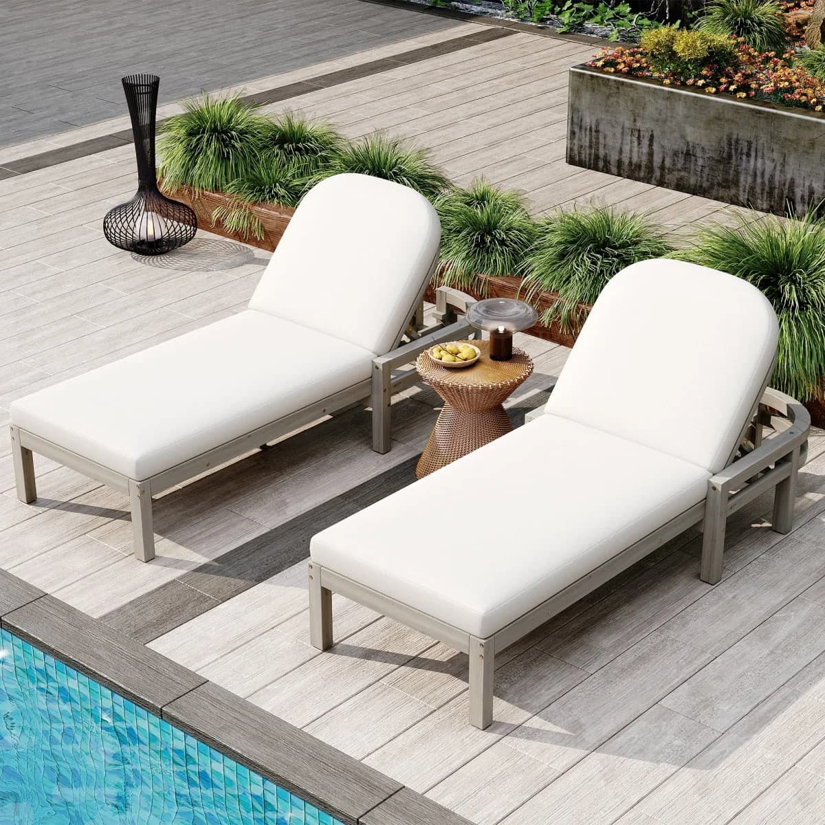 Patio Chair Versatile with Adjustable Backrest, Uv Resistant - Wood Gray Model 6E29EF